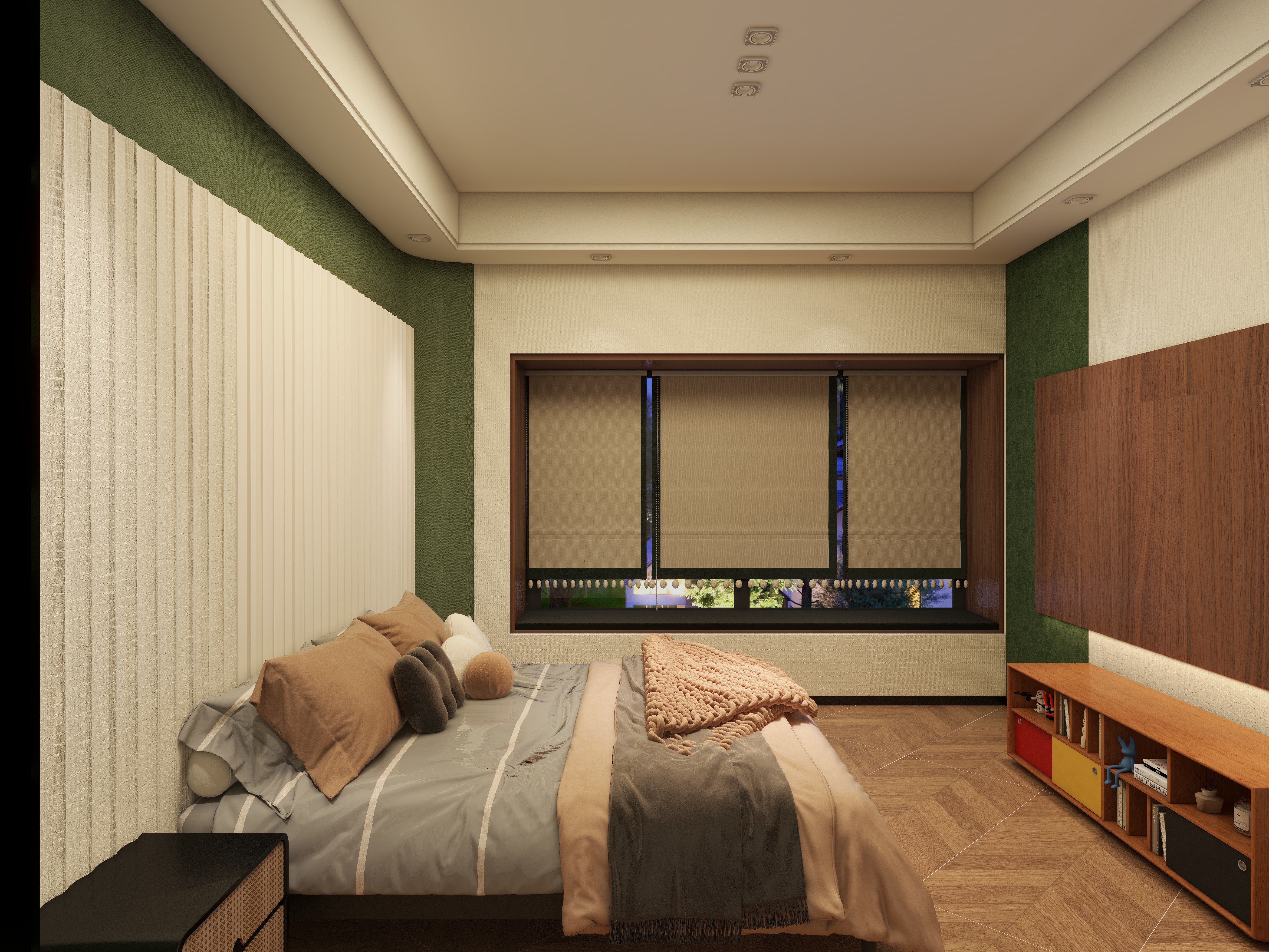 丁滢青-左邻右舍102㎡2室一层主卧装修效果图第1张