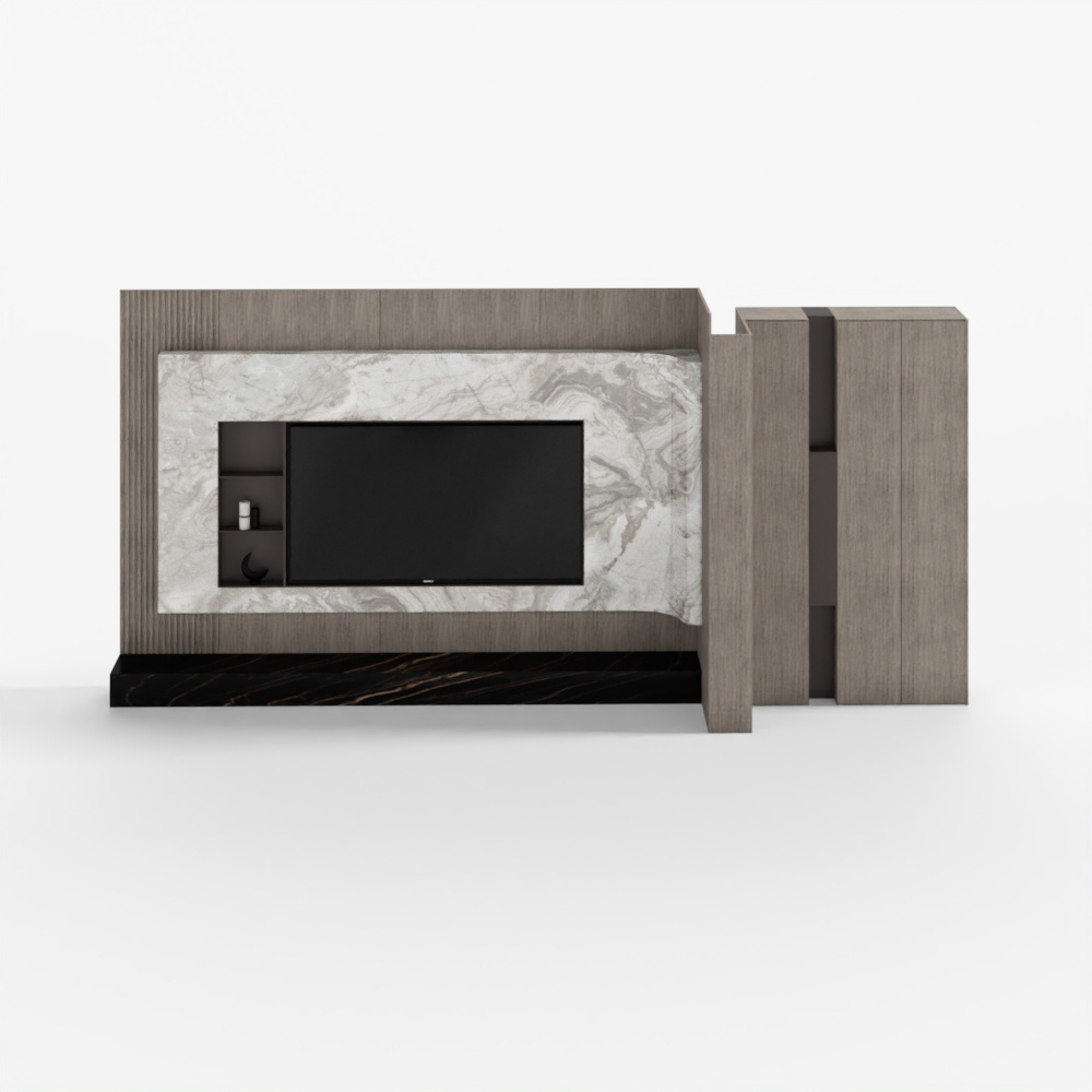 意式极简电视背景墙3D模型