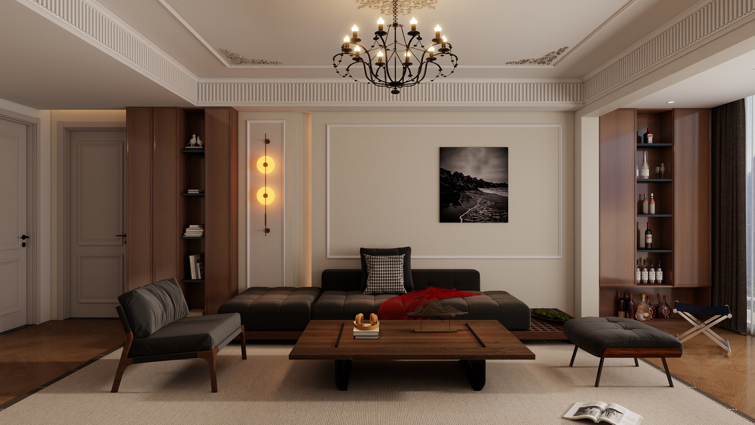 华山李师傅-方案3-法式中古客厅-装修设计方案