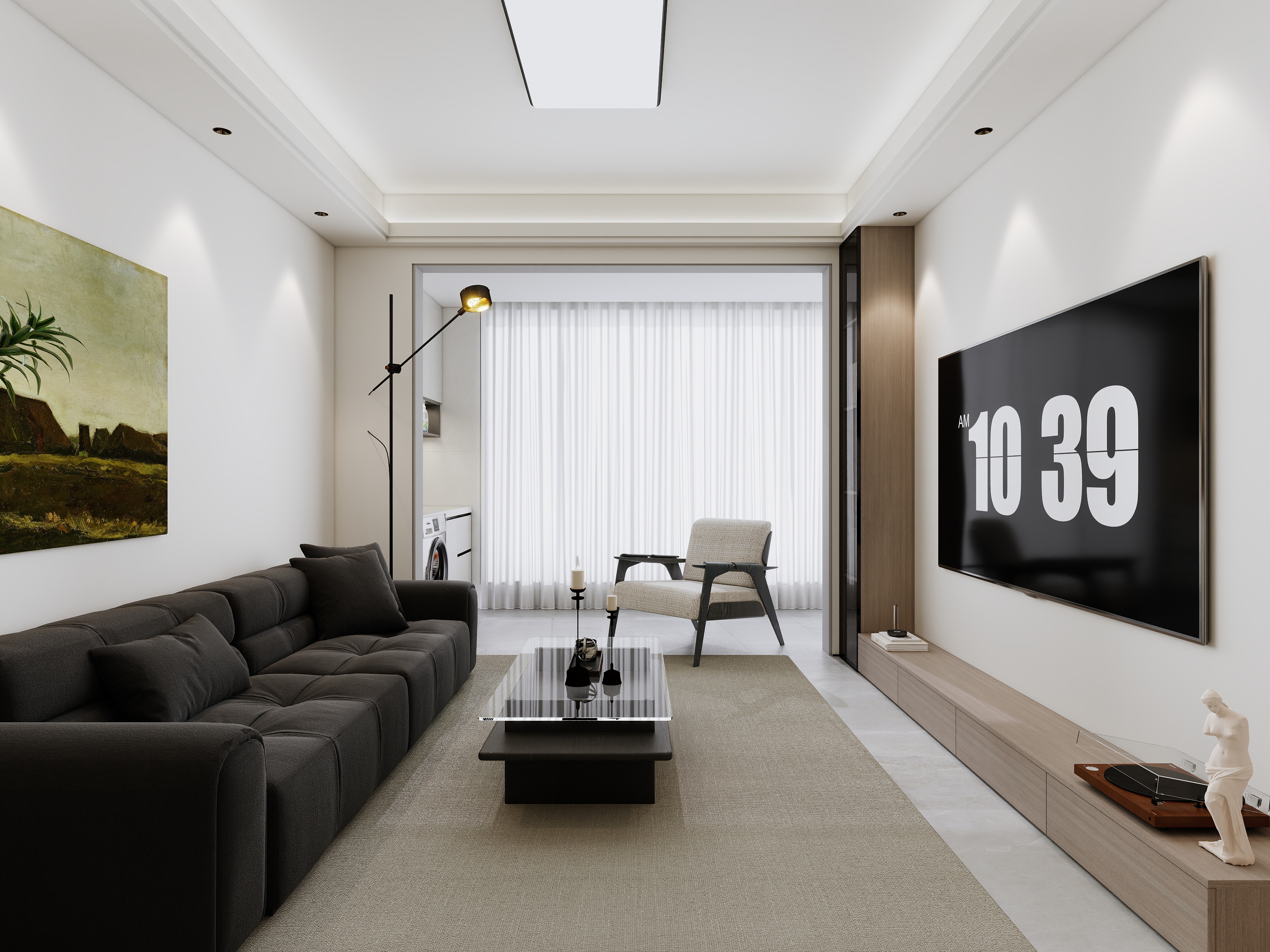 李青越-90平现代简约三居室装修效果图