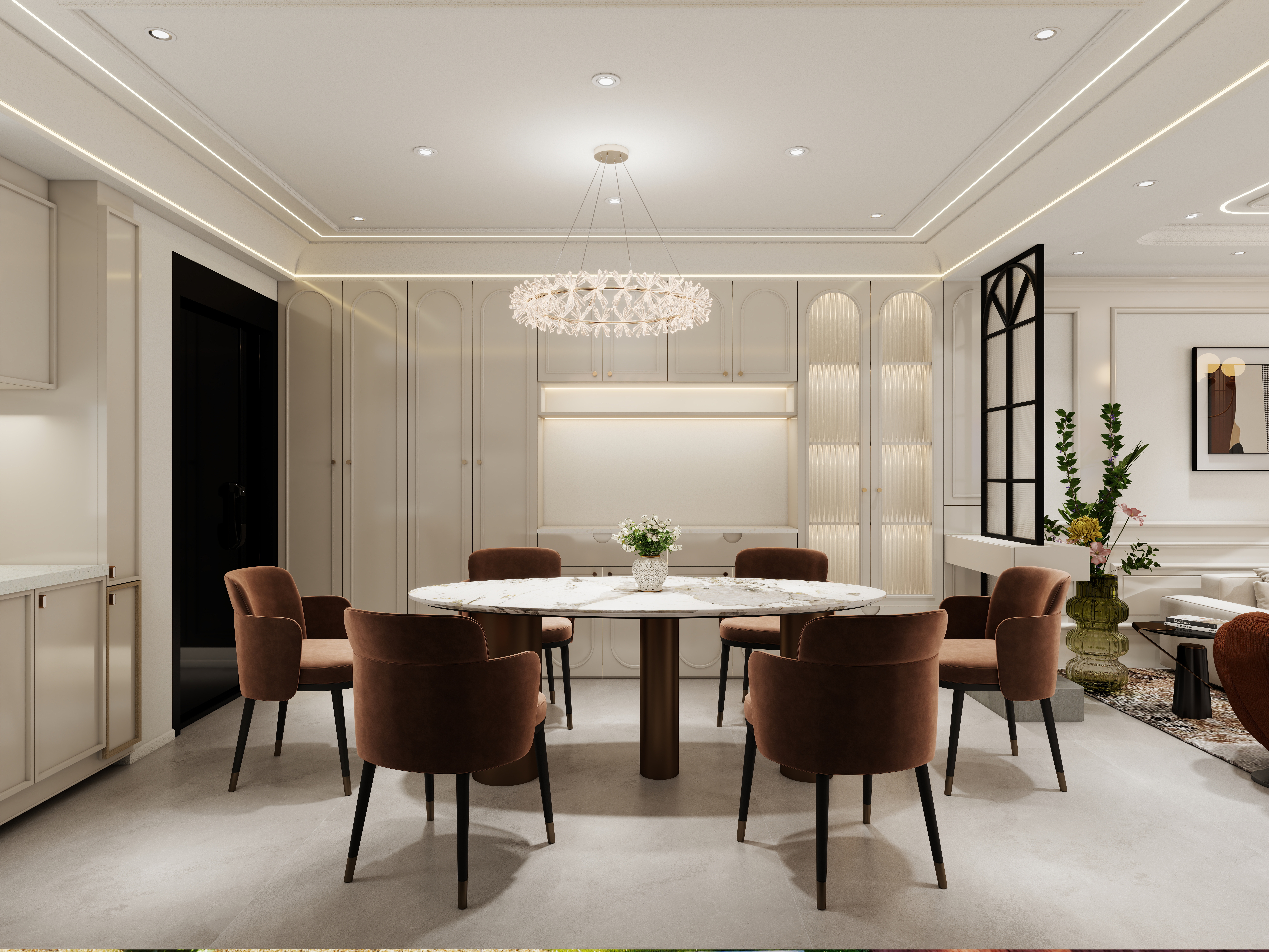 周晨-桃源里一层客餐厅装修效果图第1张