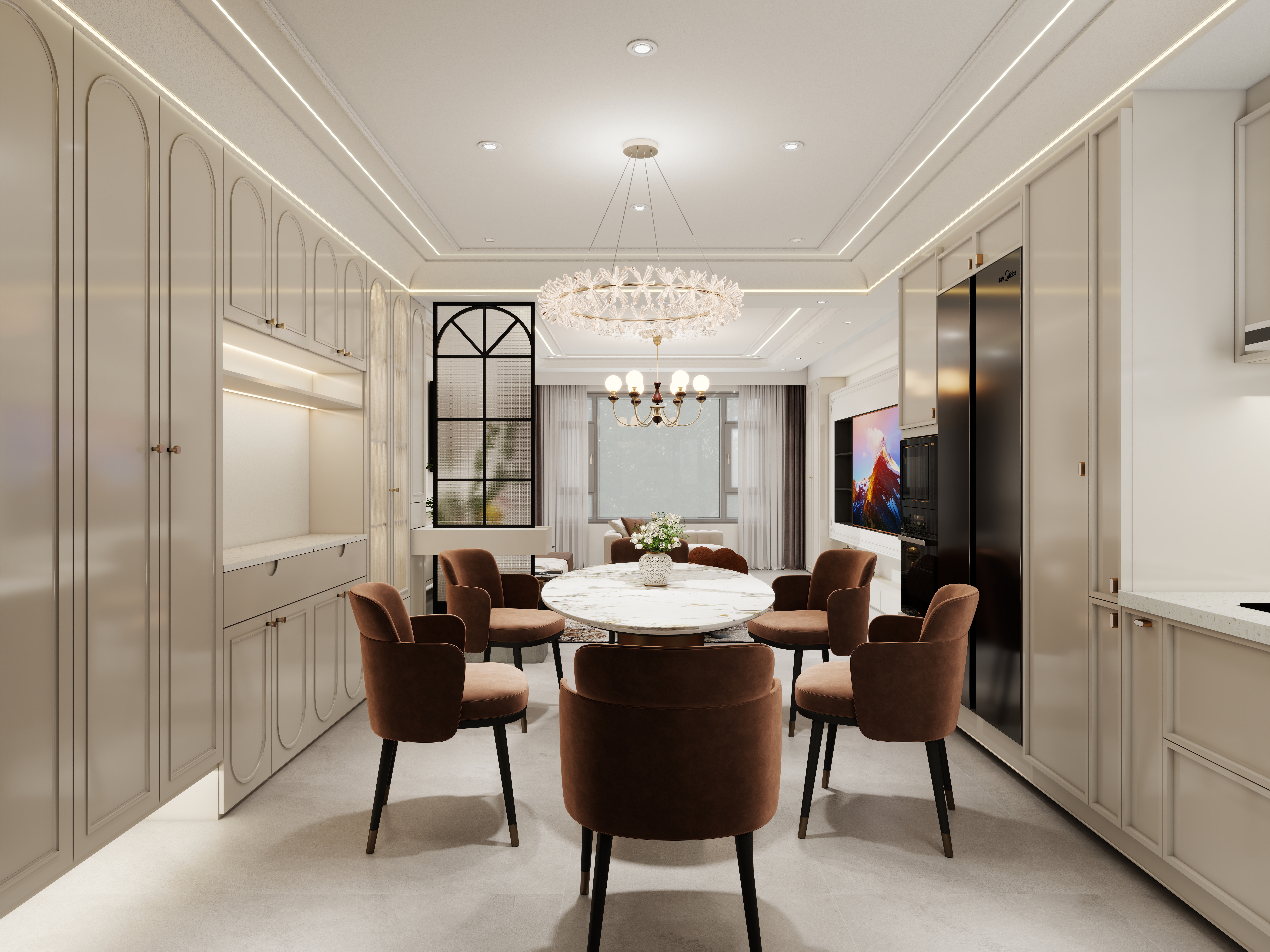 周晨-桃源里一层客餐厅装修效果图第4张