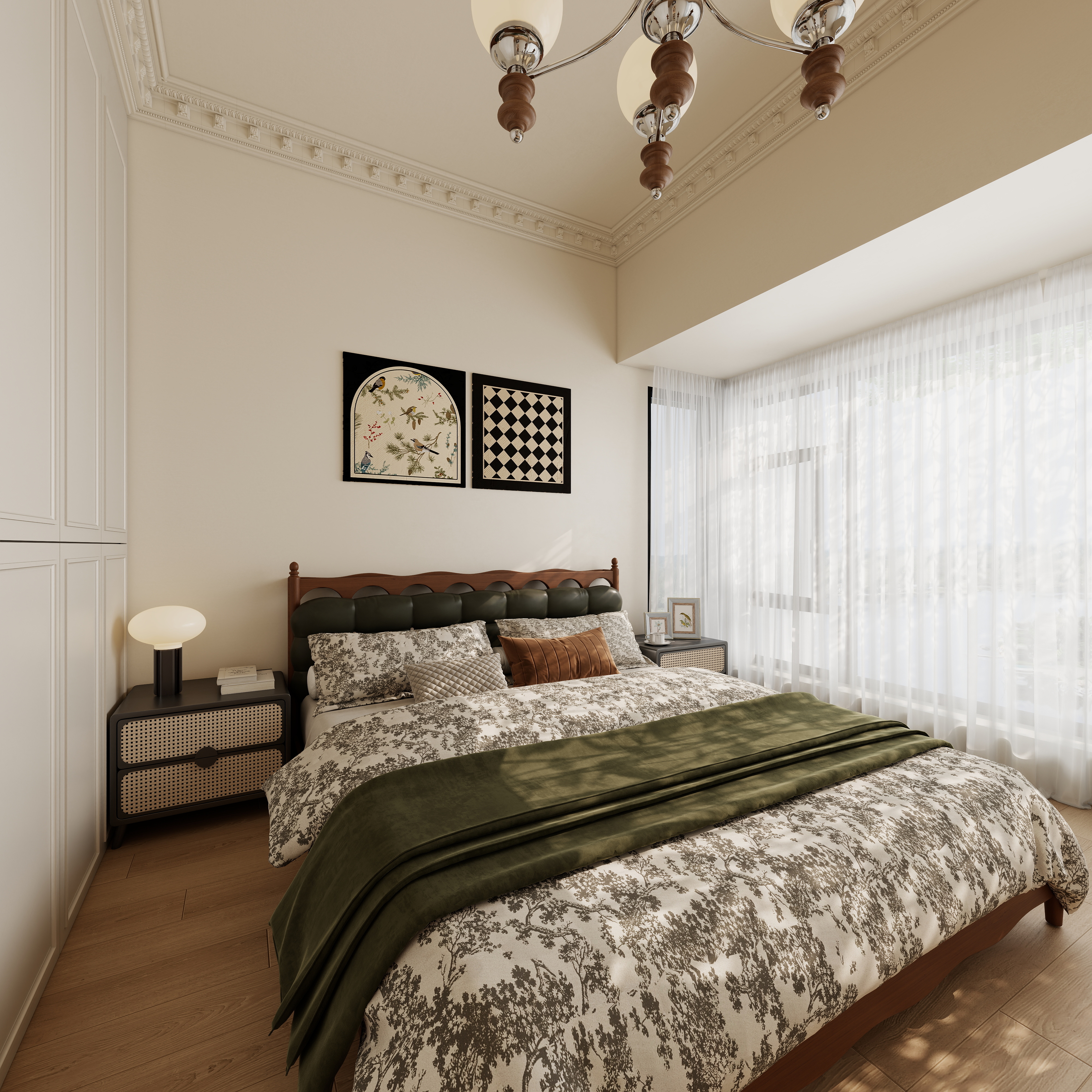 至简名设-文稳康-《锦官府》126平法式奶油|三居室一层主卧装修效果图第3张