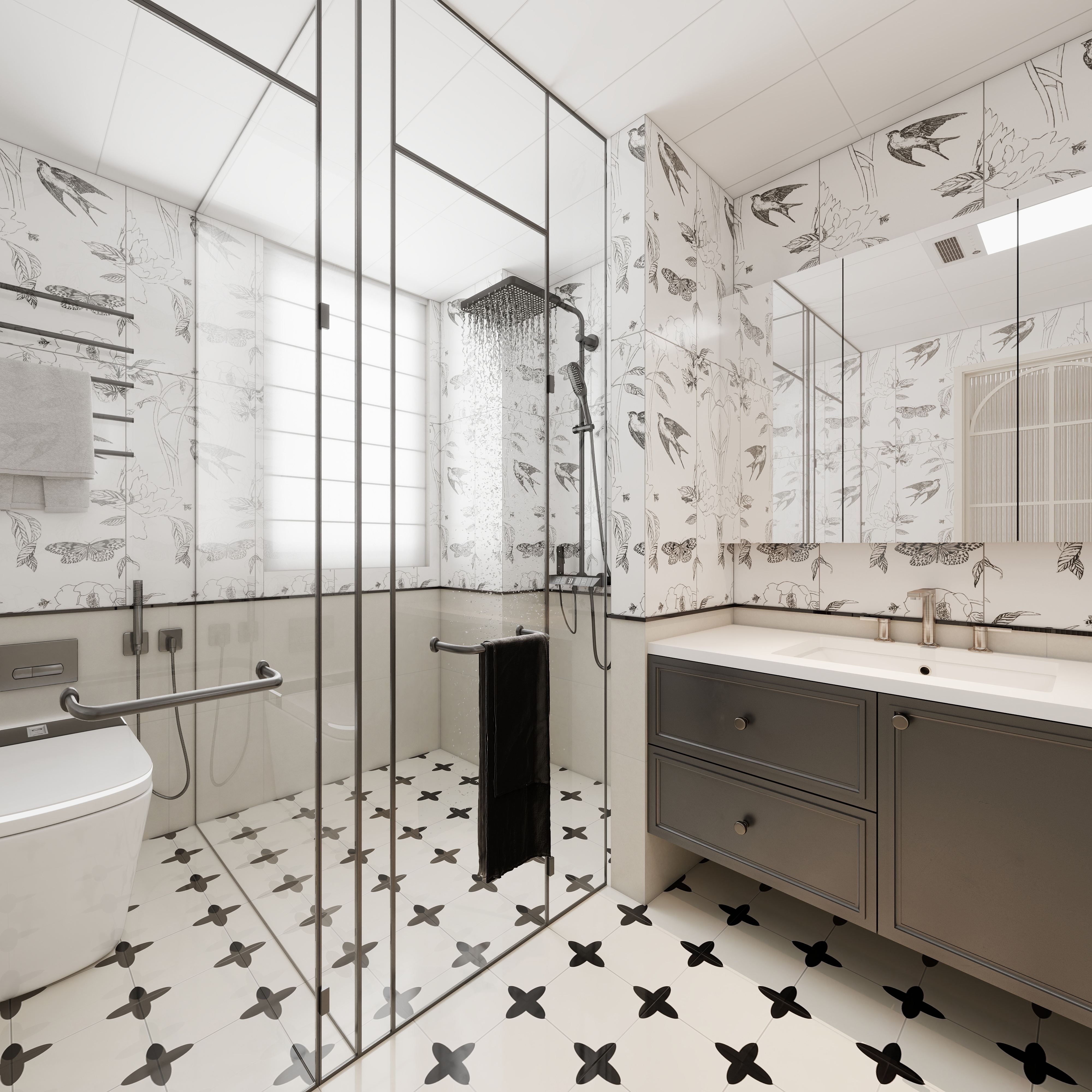 至简名设-文稳康-《锦官府》126平法式奶油|三居室一层主卫装修效果图第3张