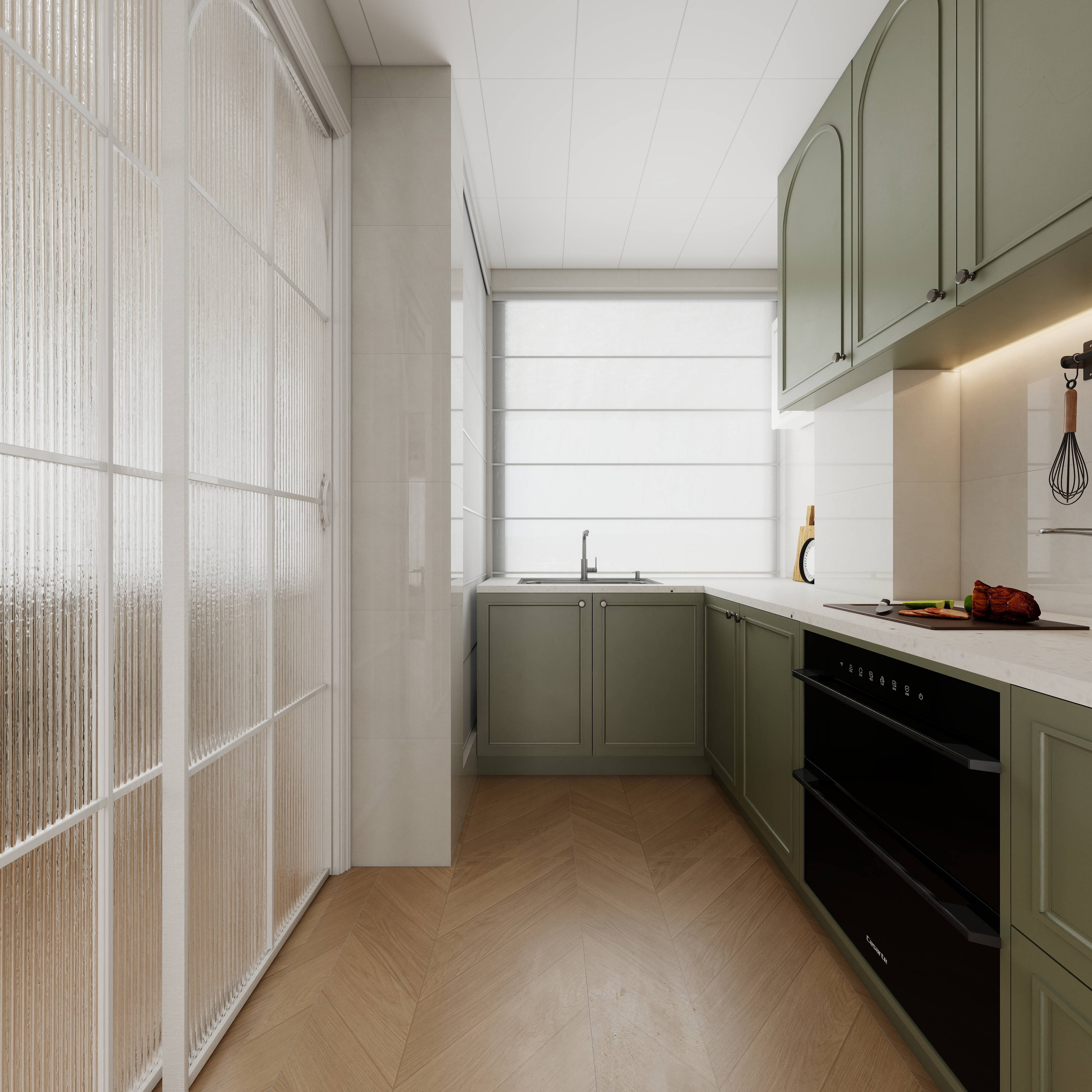 至简名设-文稳康-《锦官府》126平法式奶油|三居室一层厨房装修效果图第3张