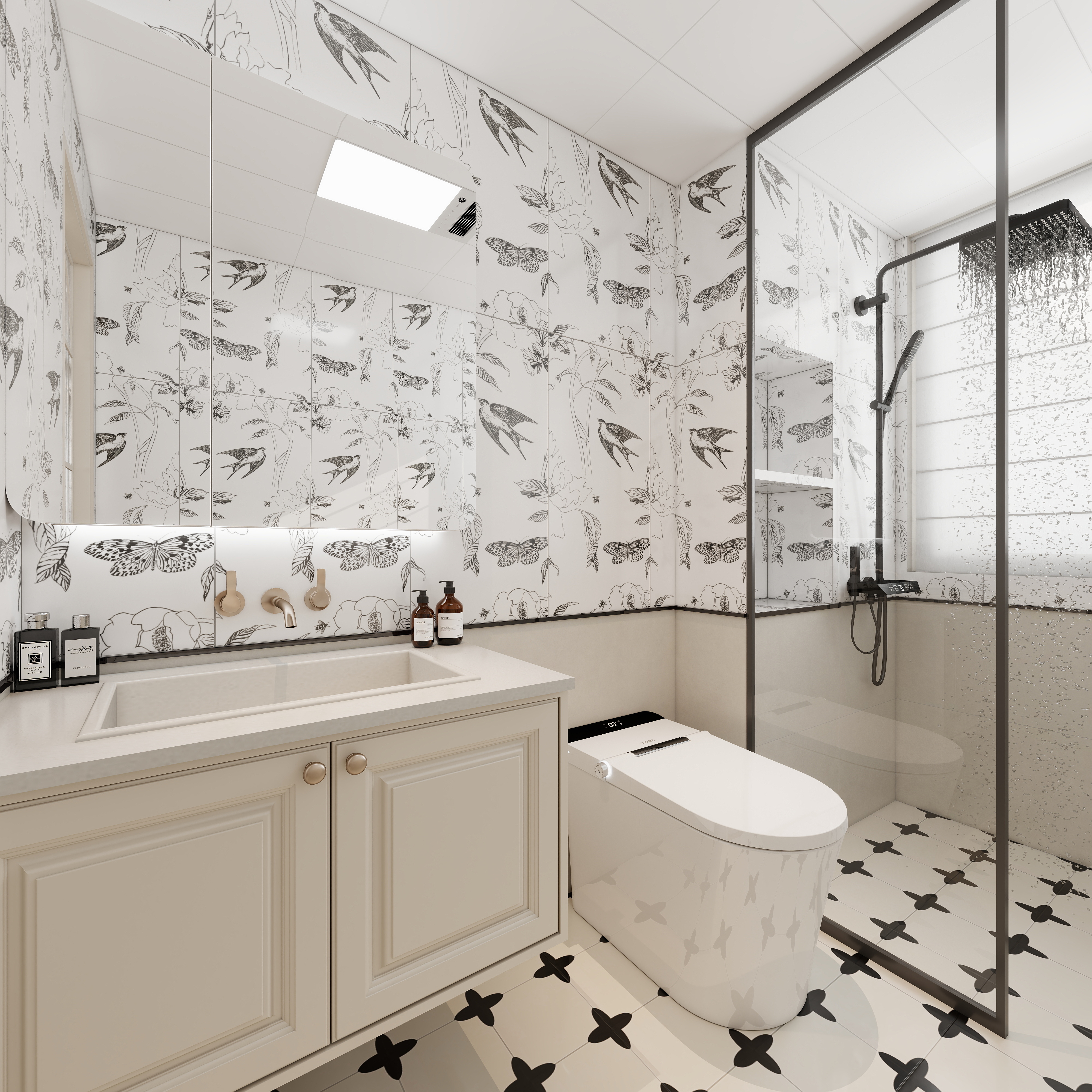 至简名设-文稳康-《锦官府》126平法式奶油|三居室一层卫生间装修效果图第3张