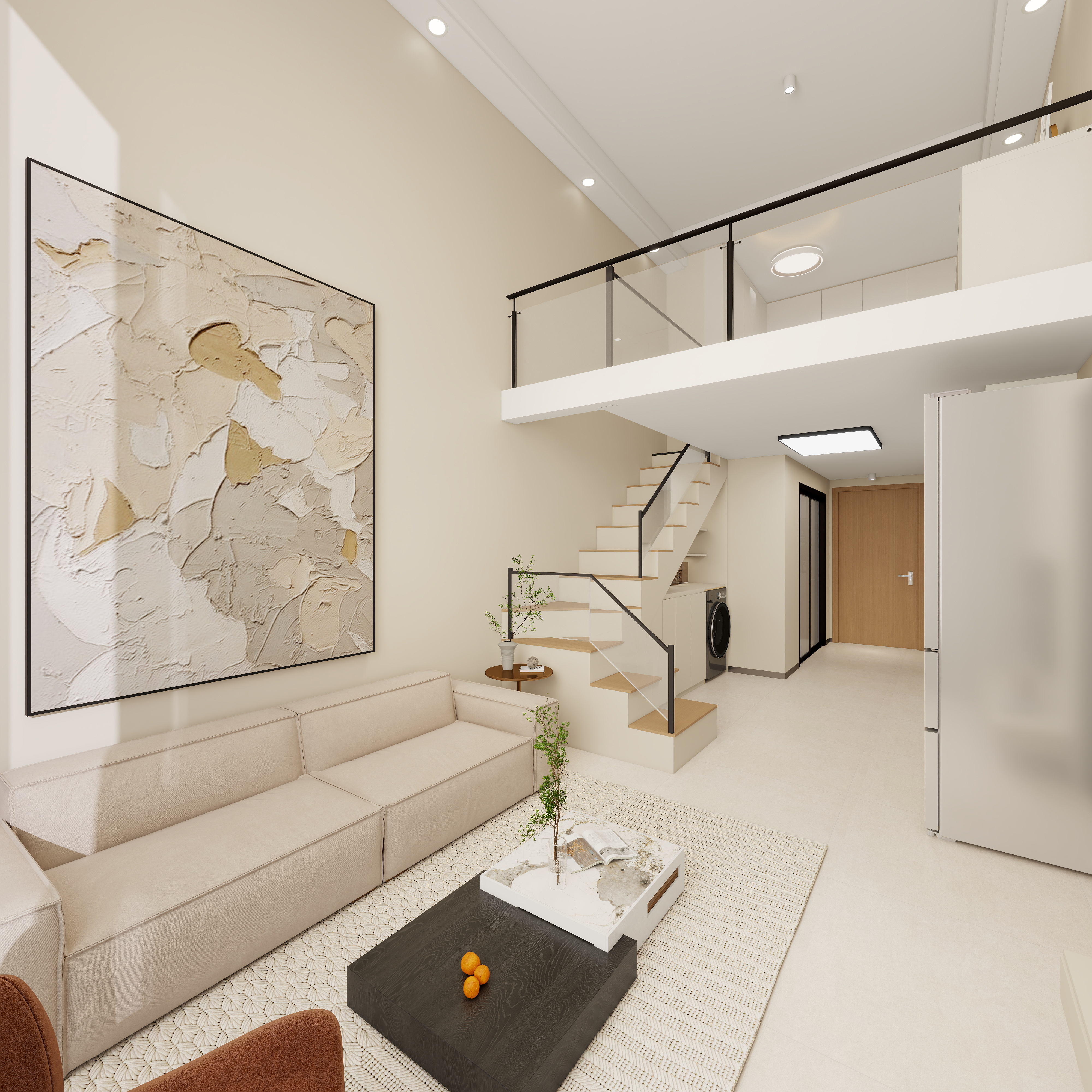 PK空间設記-33m²双层公寓loft温馨的家一层客餐厅装修效果图第3张