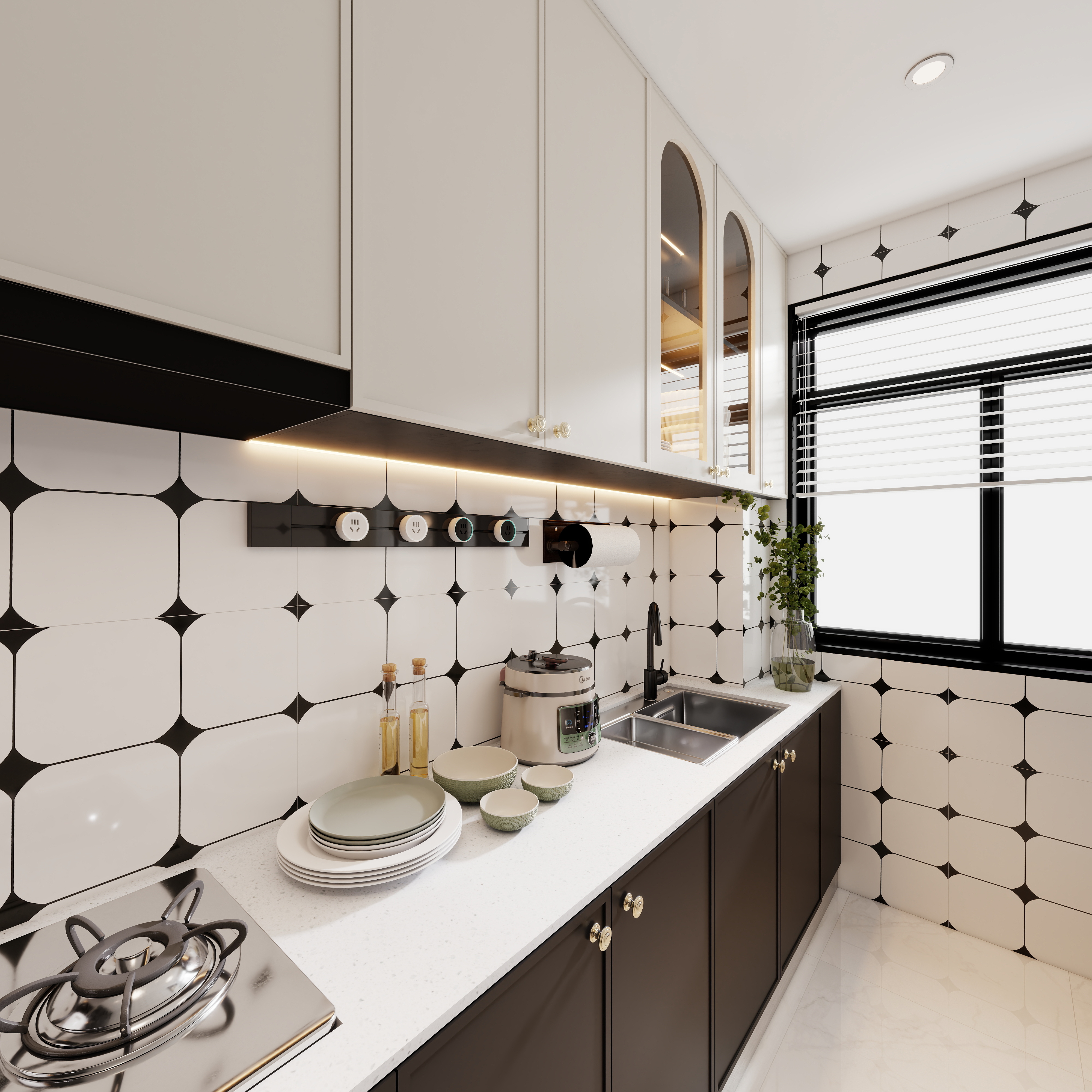 居里亚技术中心-法式中古一层厨房装修效果图第3张