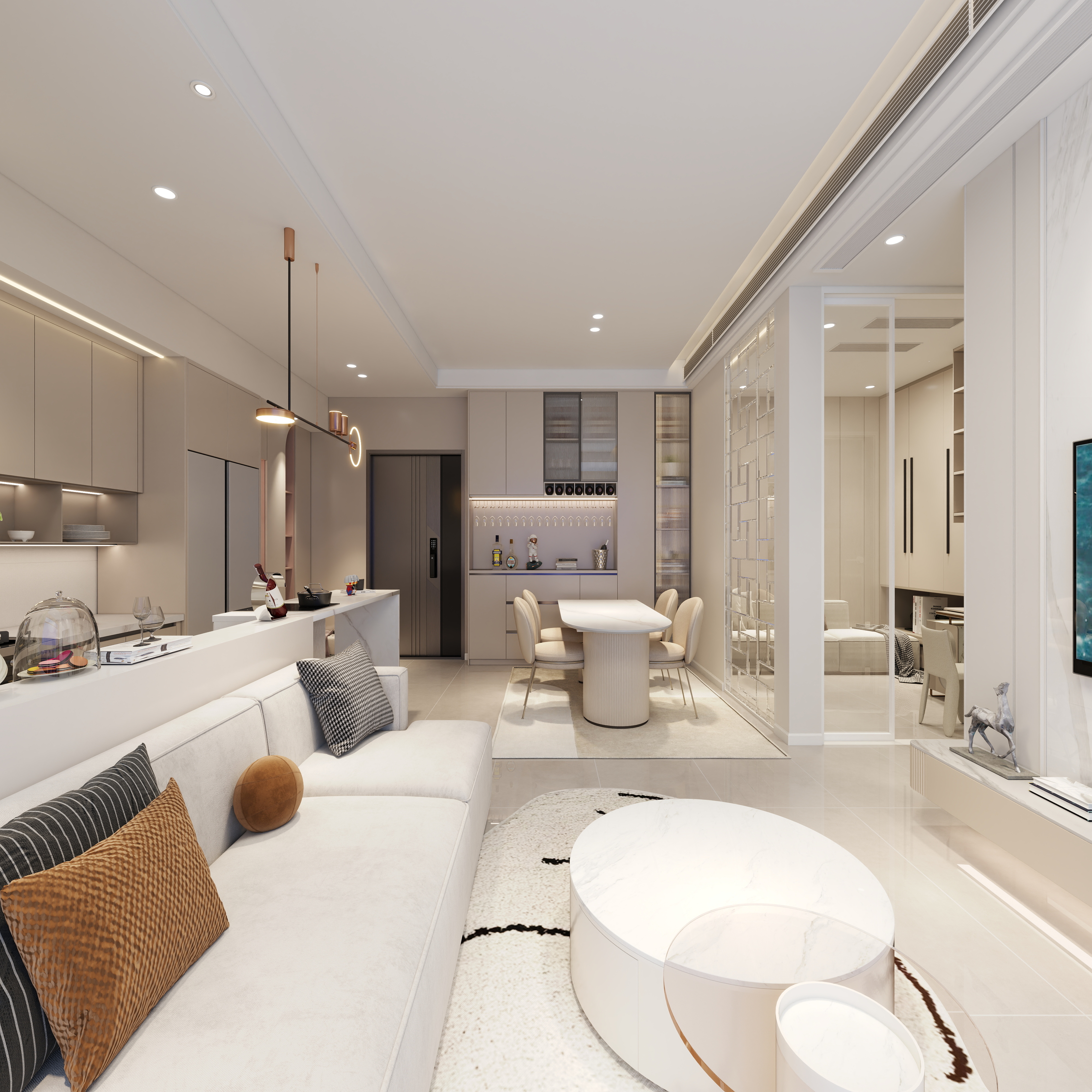 装饰设计董建-79㎡2室一层客餐厅装修效果图第3张