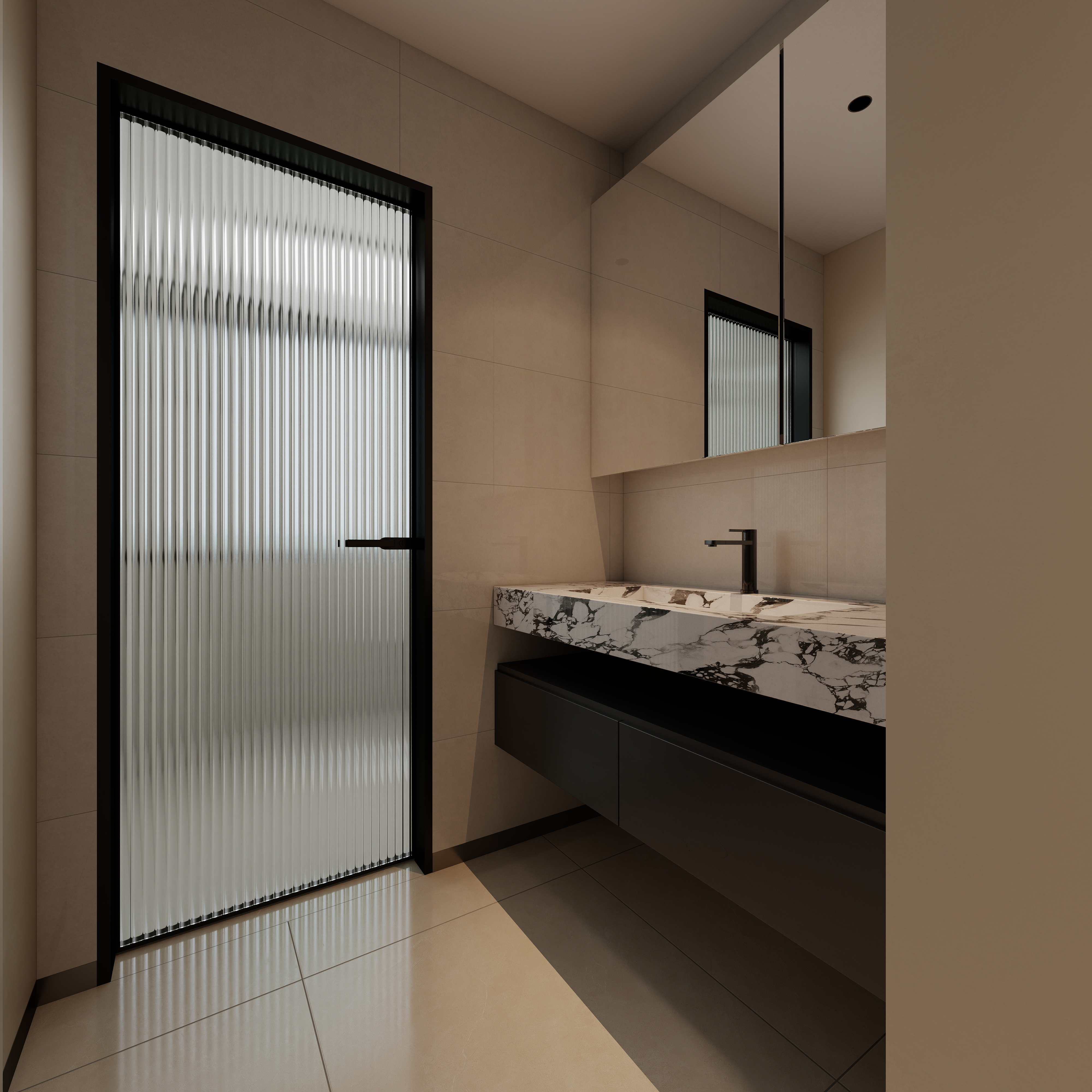 至简名设-文稳康-《联投》105平现代简约|三居室一层走廊装修效果图第3张