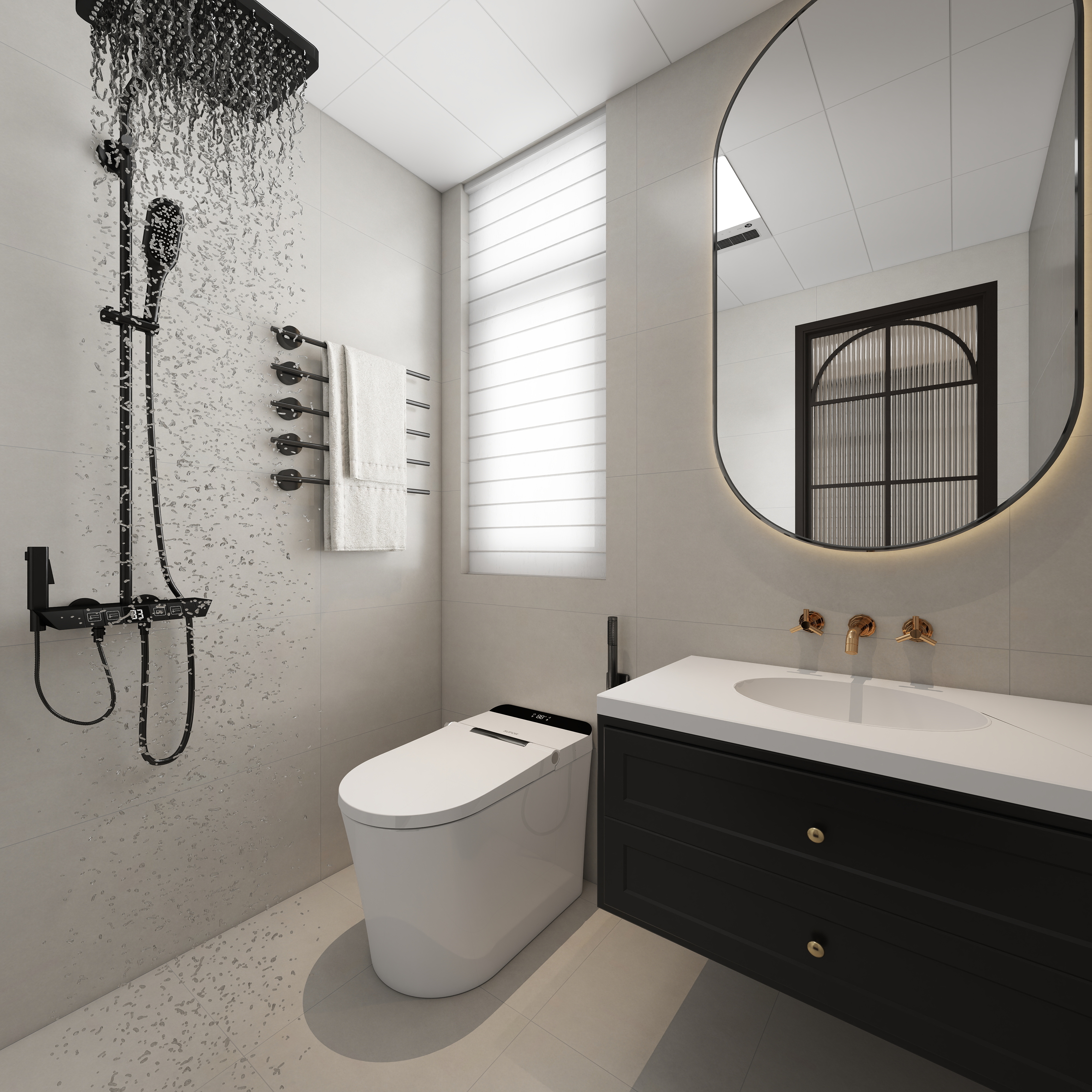 至简名设-文稳康-《仁怀》129平法式中古|四居室一层卫生间装修效果图第3张