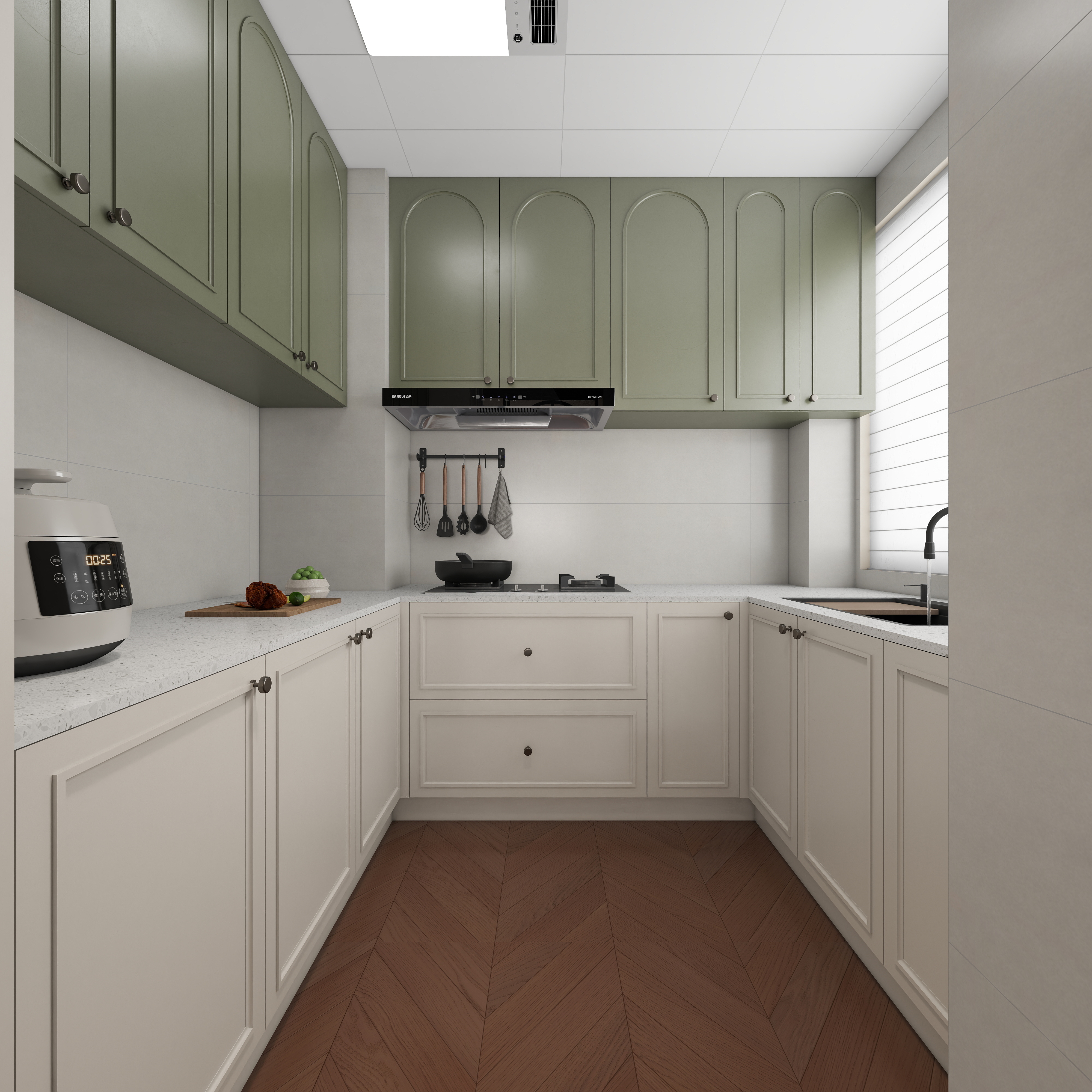 至简名设-文稳康-《仁怀》129平法式中古|四居室一层厨房装修效果图第3张