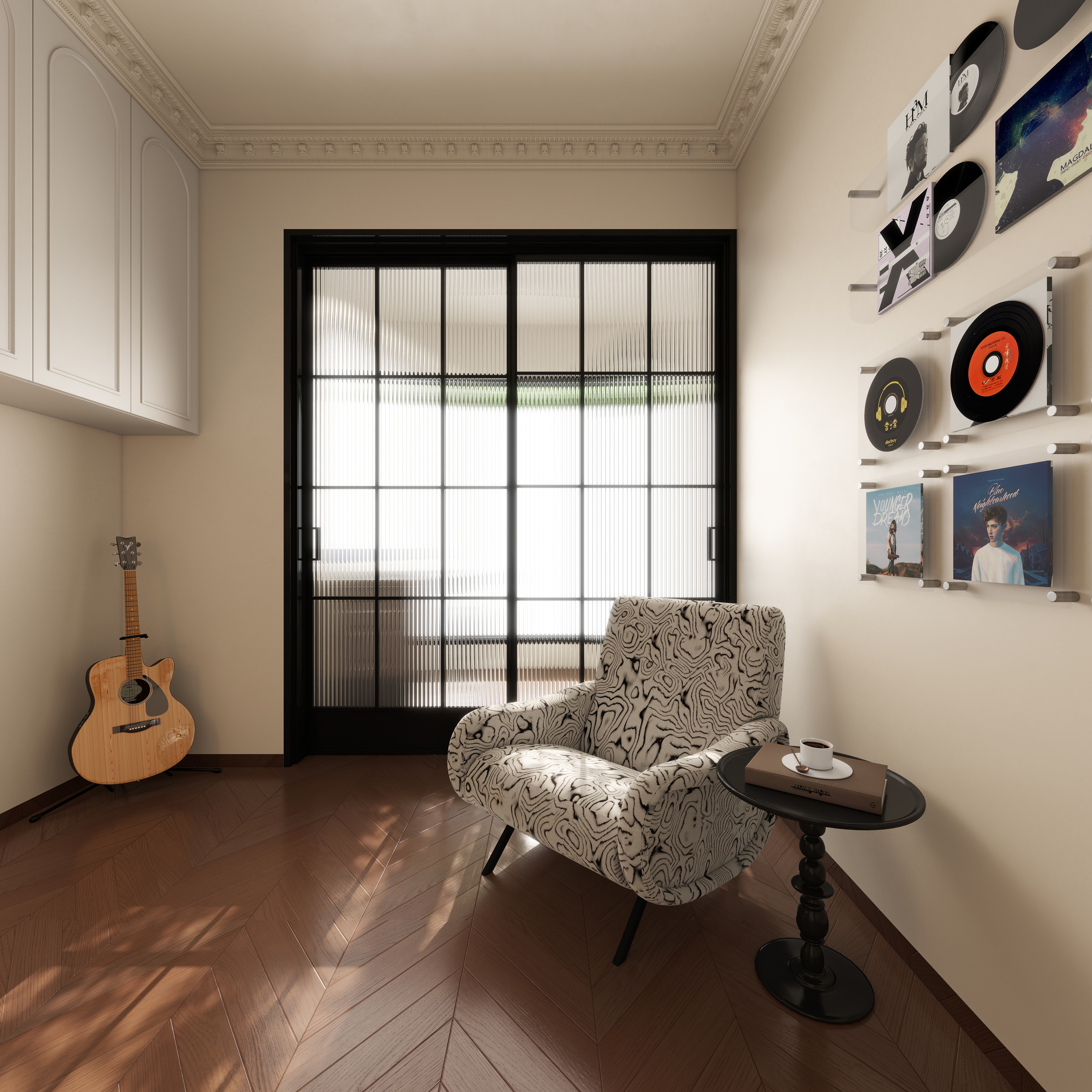 至简名设-文稳康-《仁怀》129平法式中古|四居室一层书房装修效果图第3张