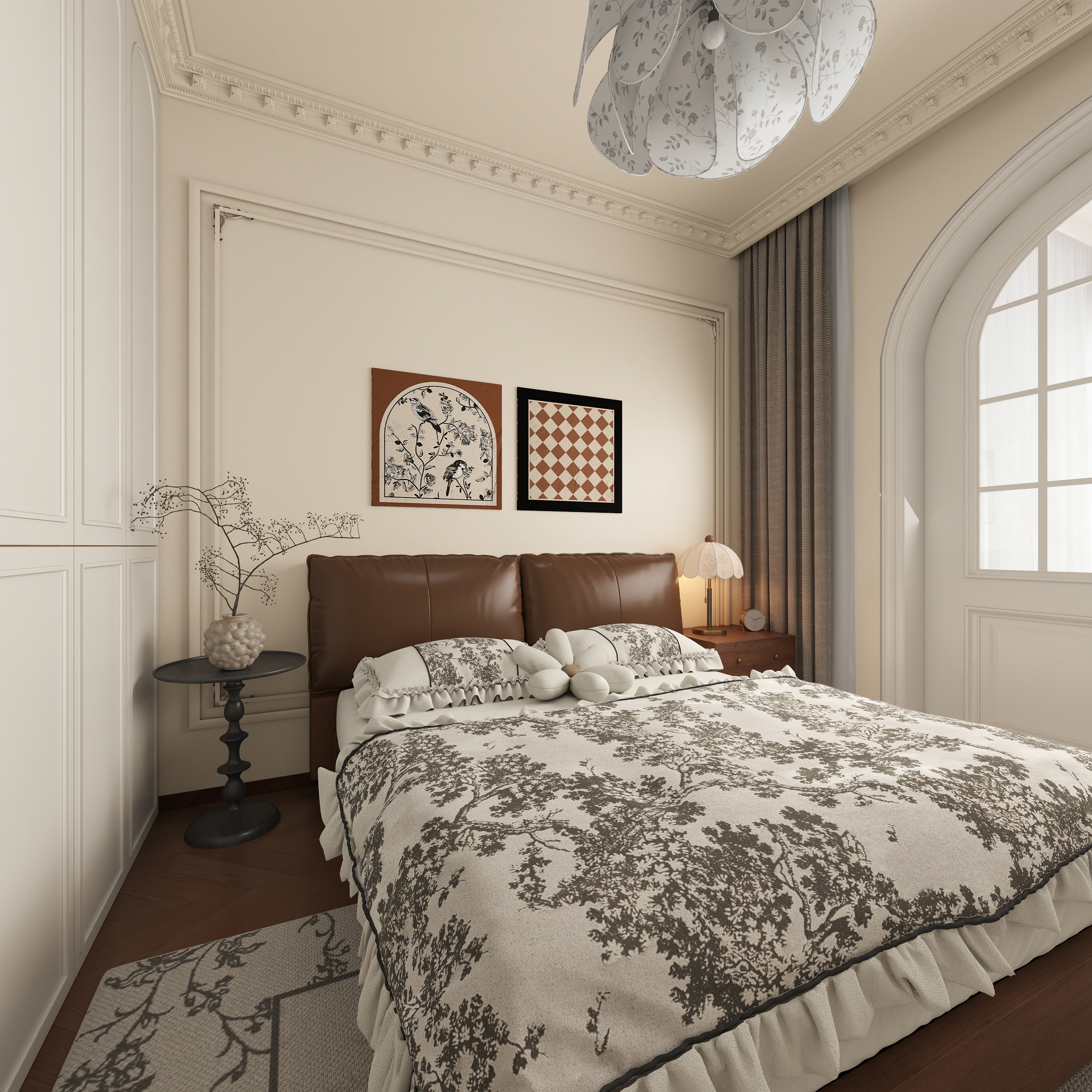 至简名设-文稳康-《仁怀》129平法式中古|四居室一层次卧装修效果图第3张