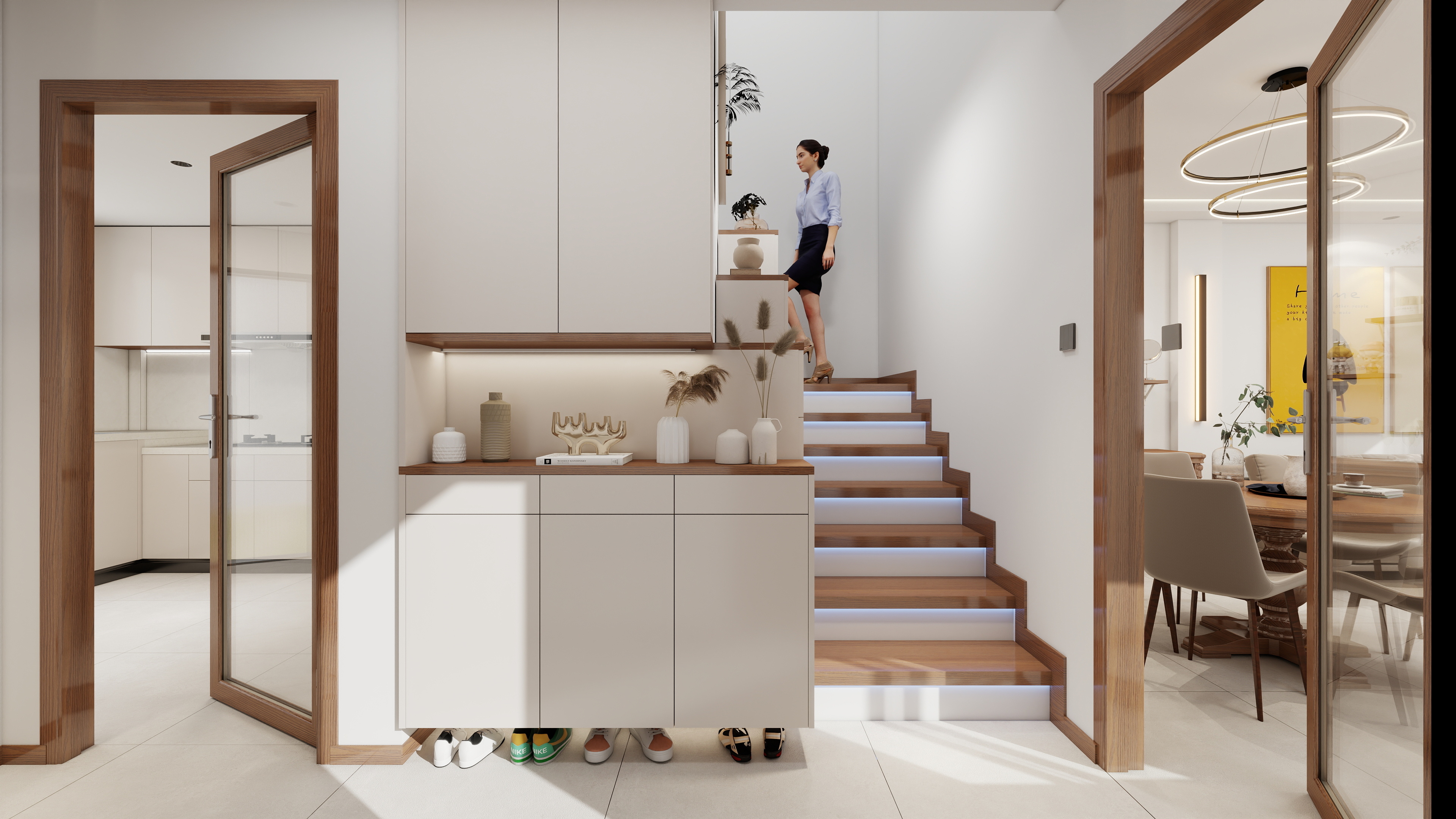 神马云在线-奶油原木-首层方案装修效果图