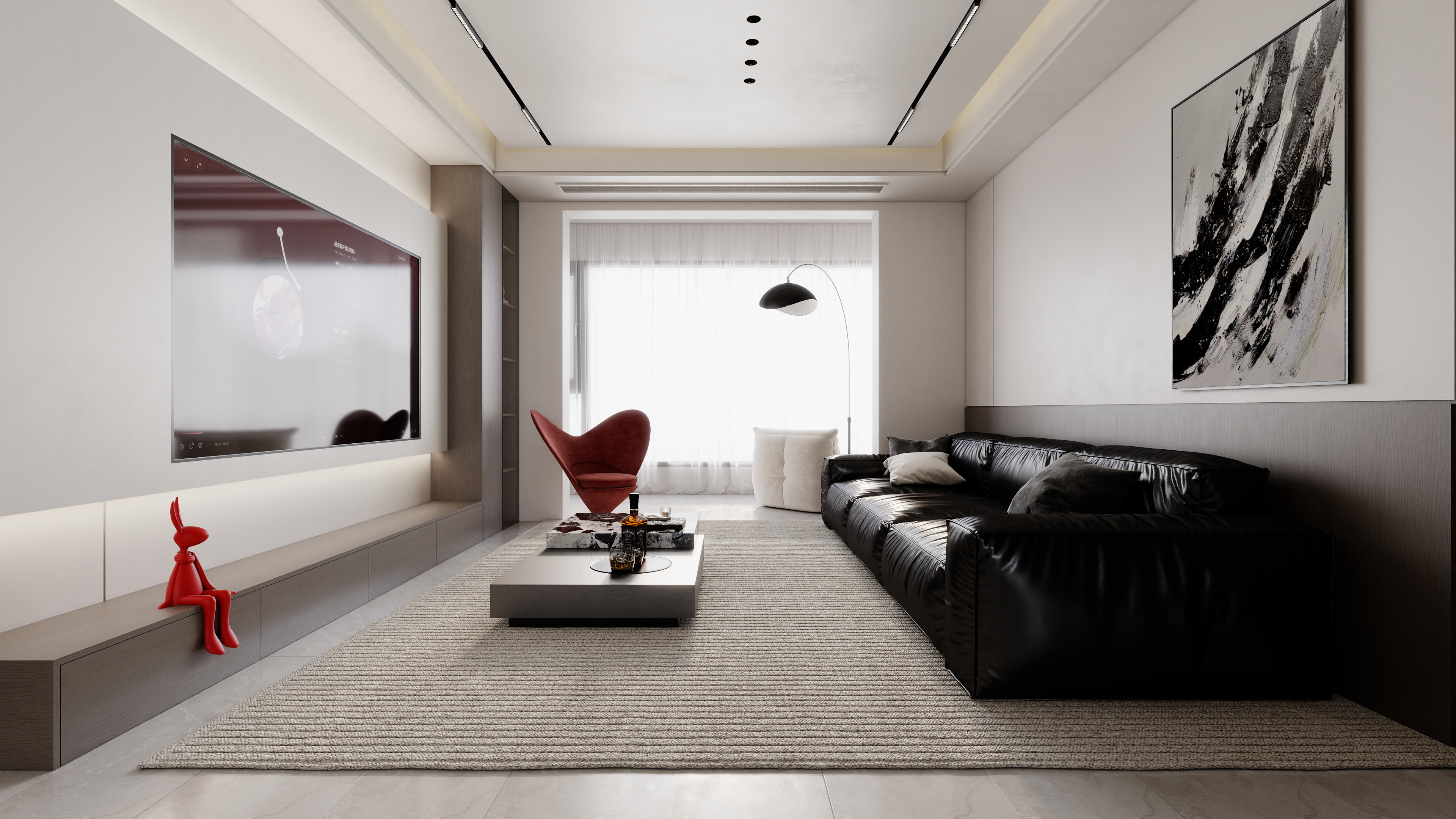 至简名设-文稳康-《盟城学府》123平黑白现代|三居室装修效果图