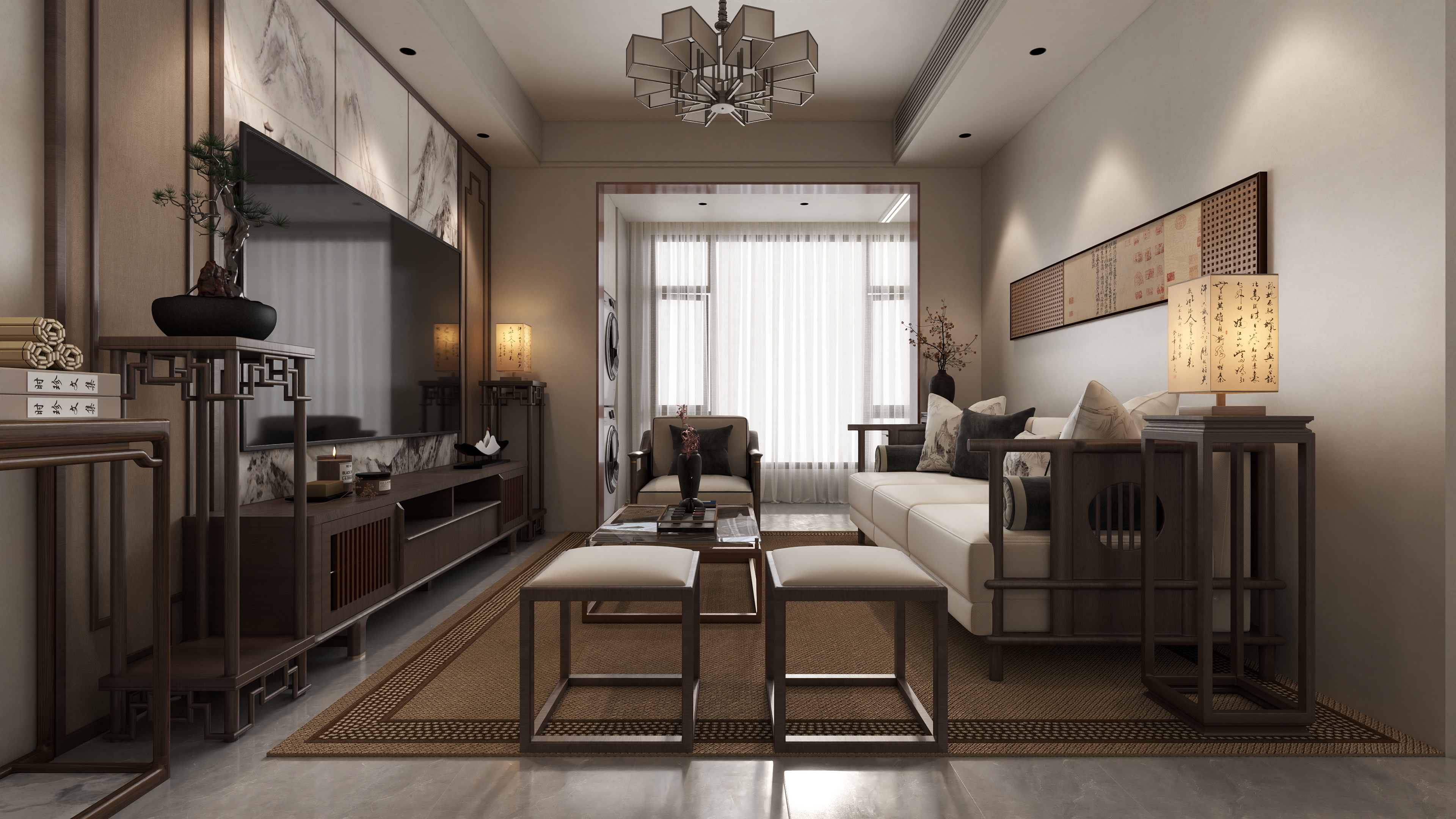 至简名设-文稳康-《北投溪境》100平宋氏美学|三居室装修效果图