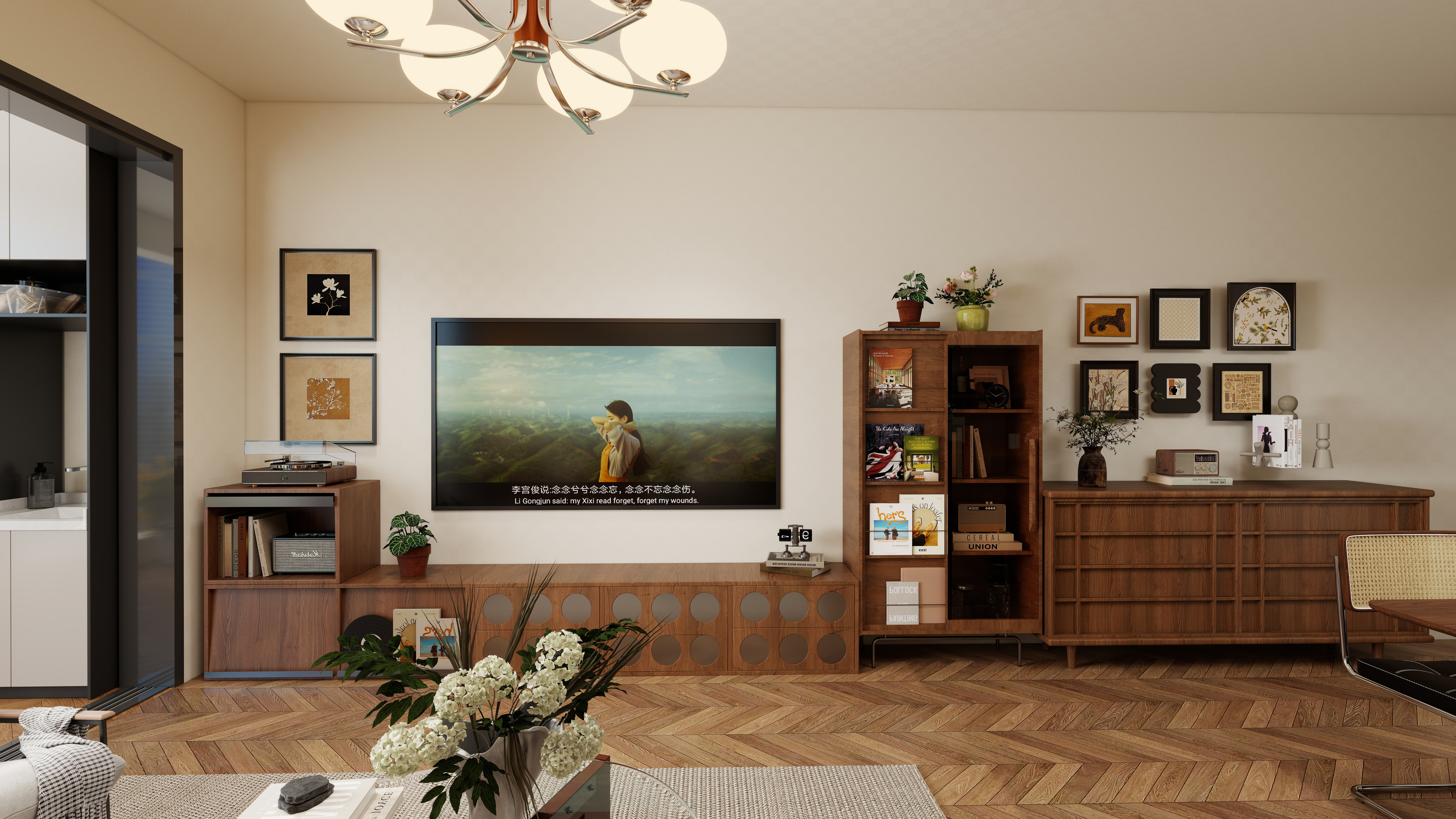 ASDDSA1-中古风一层客餐厅装修效果图第5张