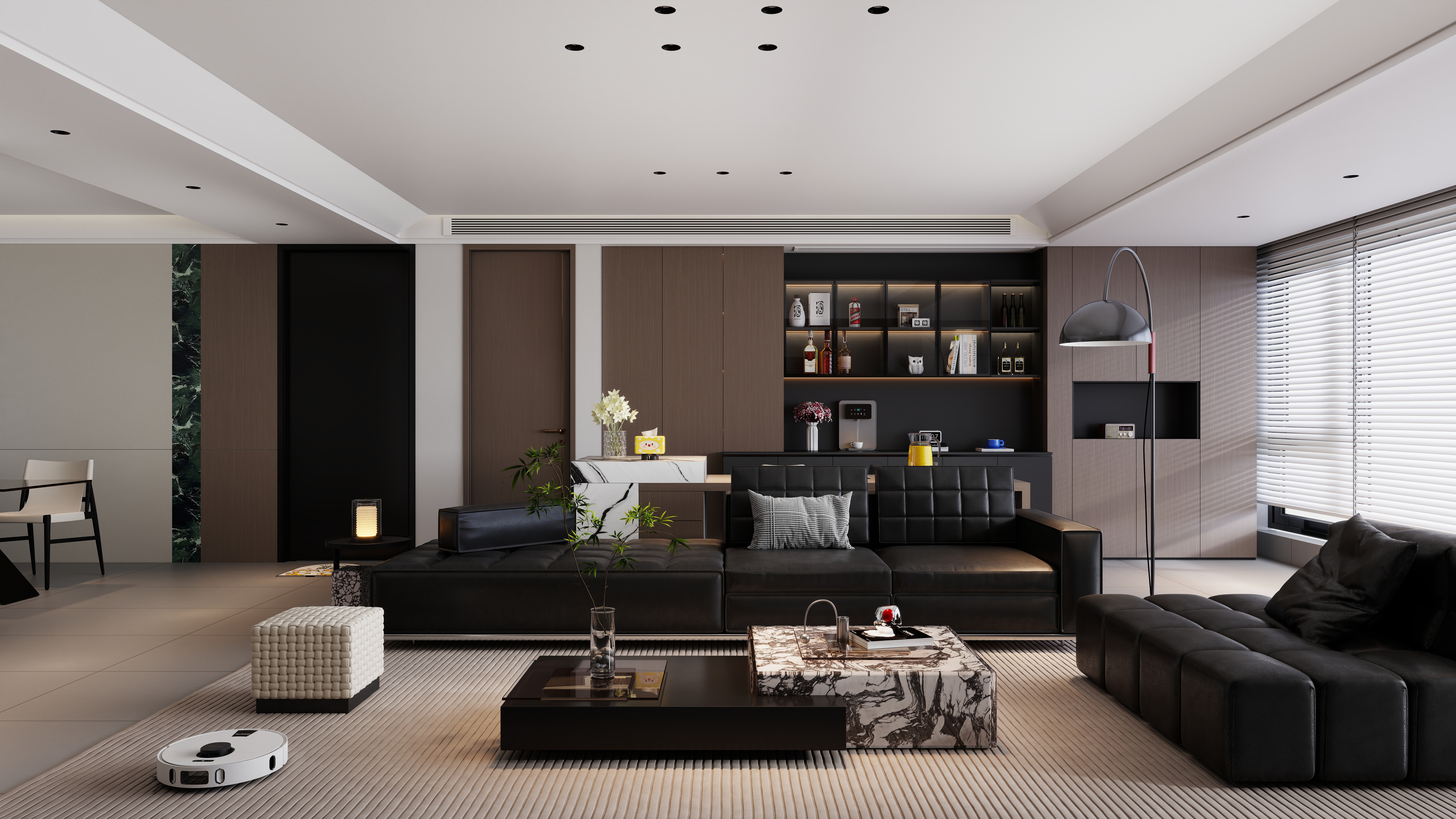 lxh92-166㎡3室一层客餐厅装修效果图第2张