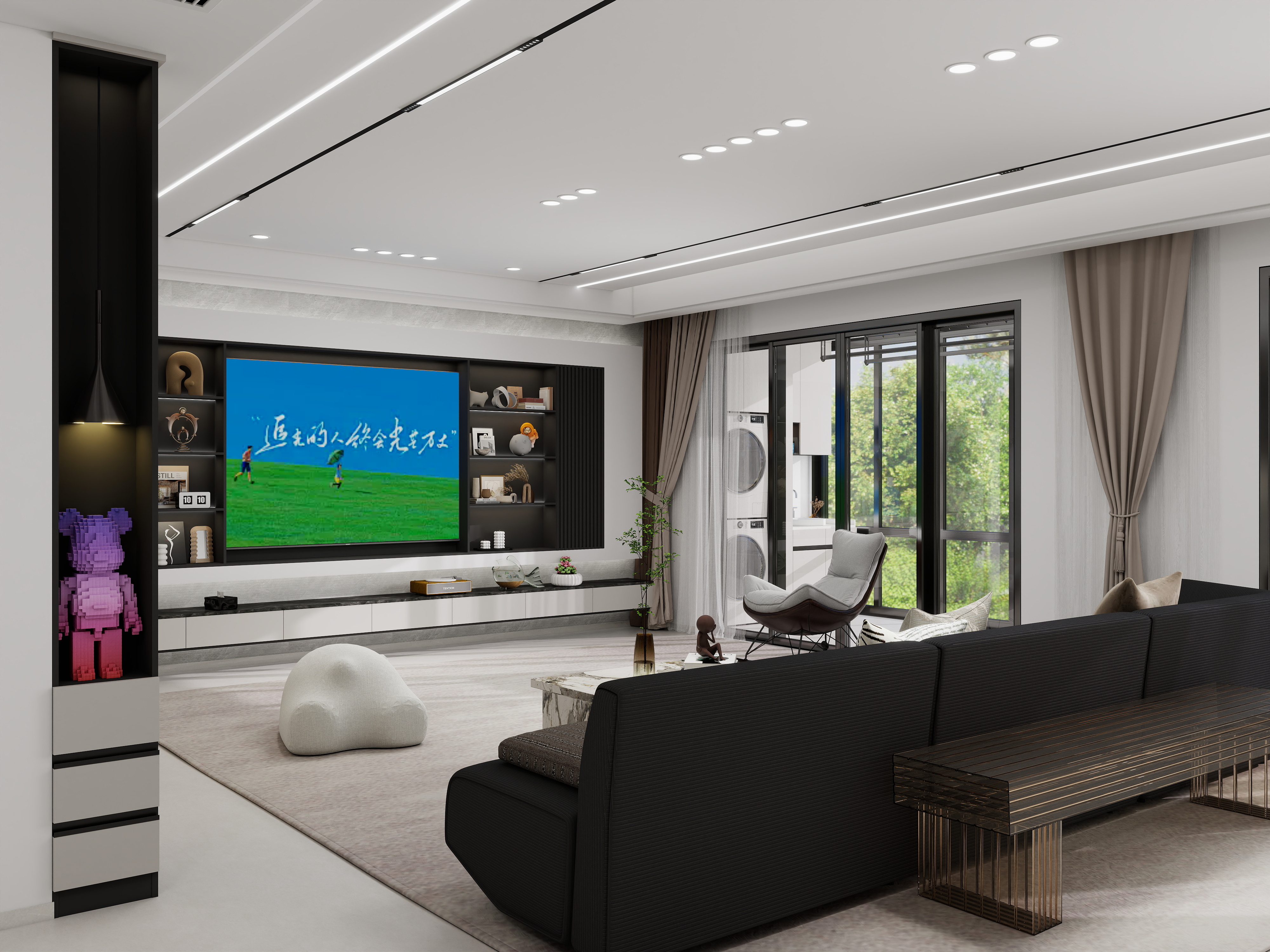 栖寐-【简墨意韵】四室两厅293㎡装修效果图