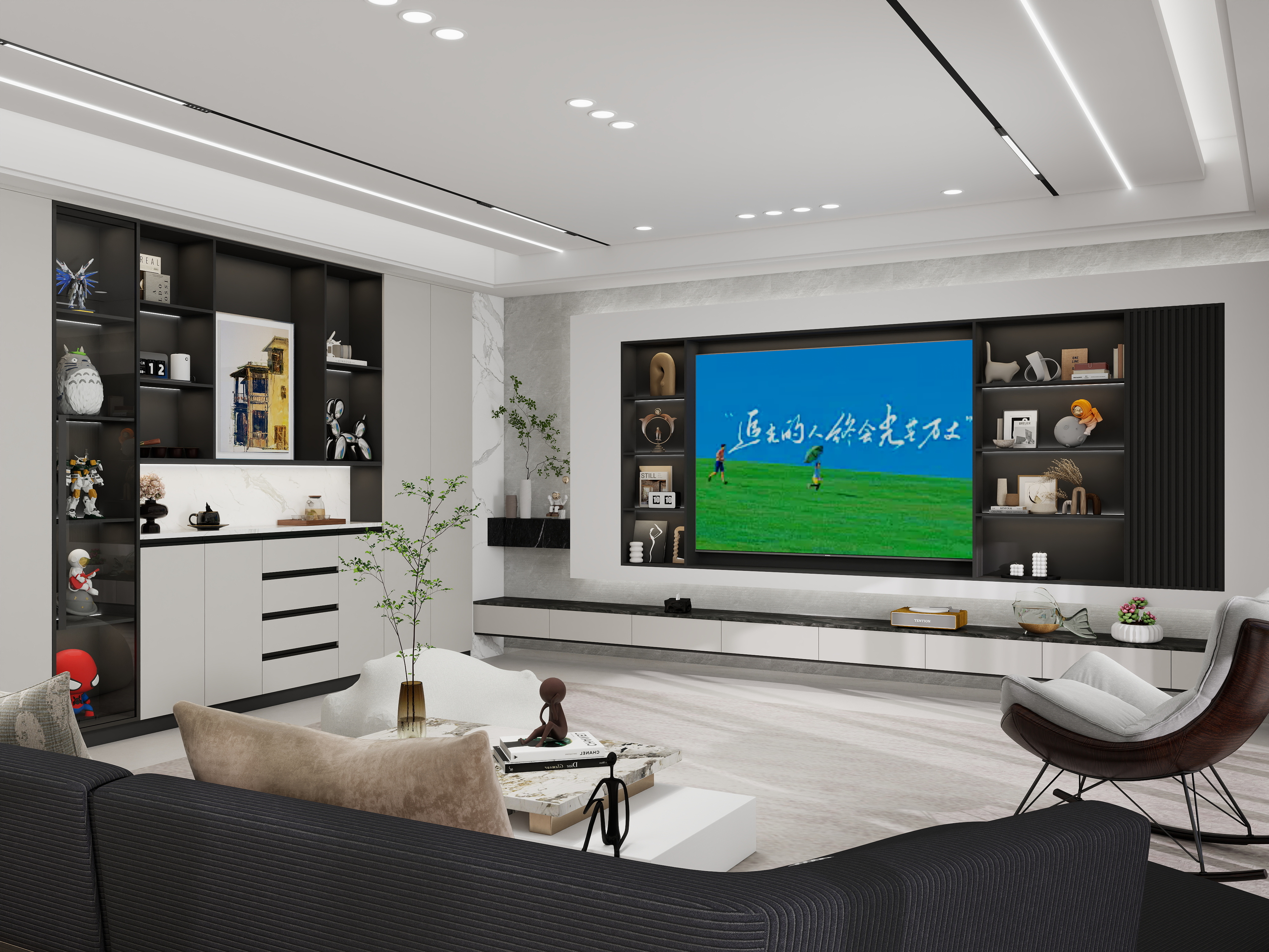 栖寐-【简墨意韵】四室两厅293㎡装修效果图