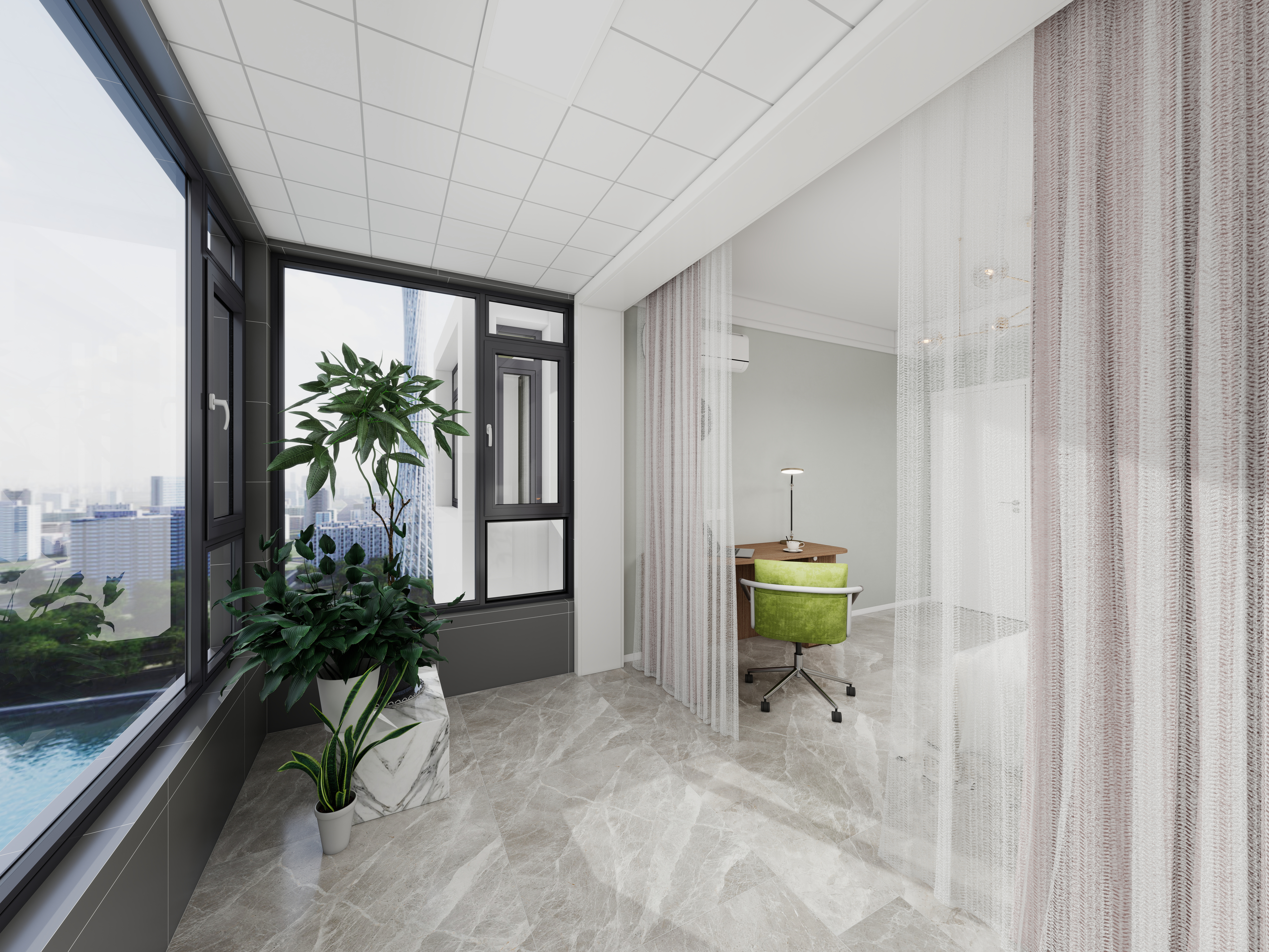 陈晓琛-浞景岸边~3室2厅1卫1厨1阳一层阳台装修效果图第2张