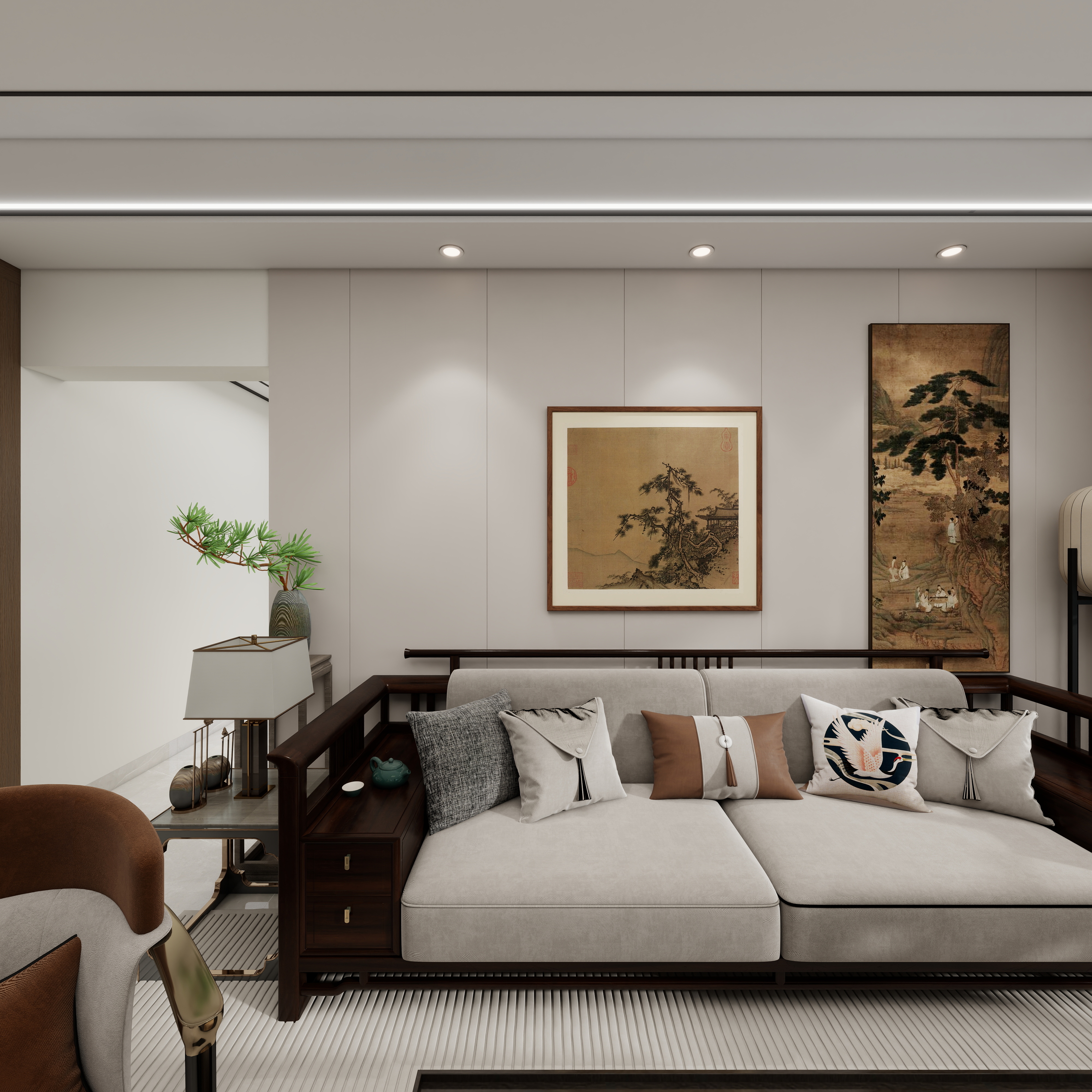 中国大华子-154㎡5室一层客餐厅装修效果图第5张