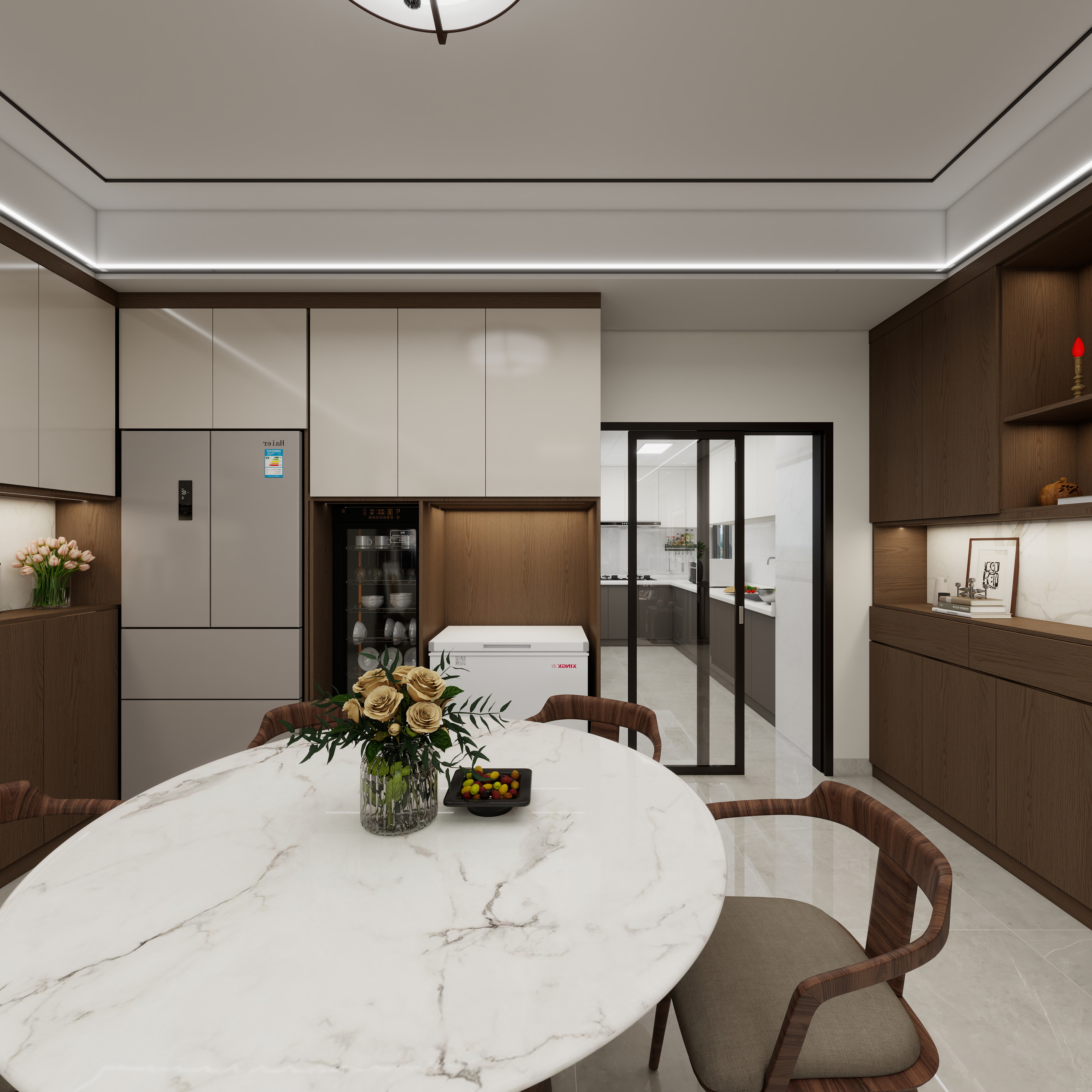 中国大华子-154㎡5室一层客餐厅装修效果图第3张