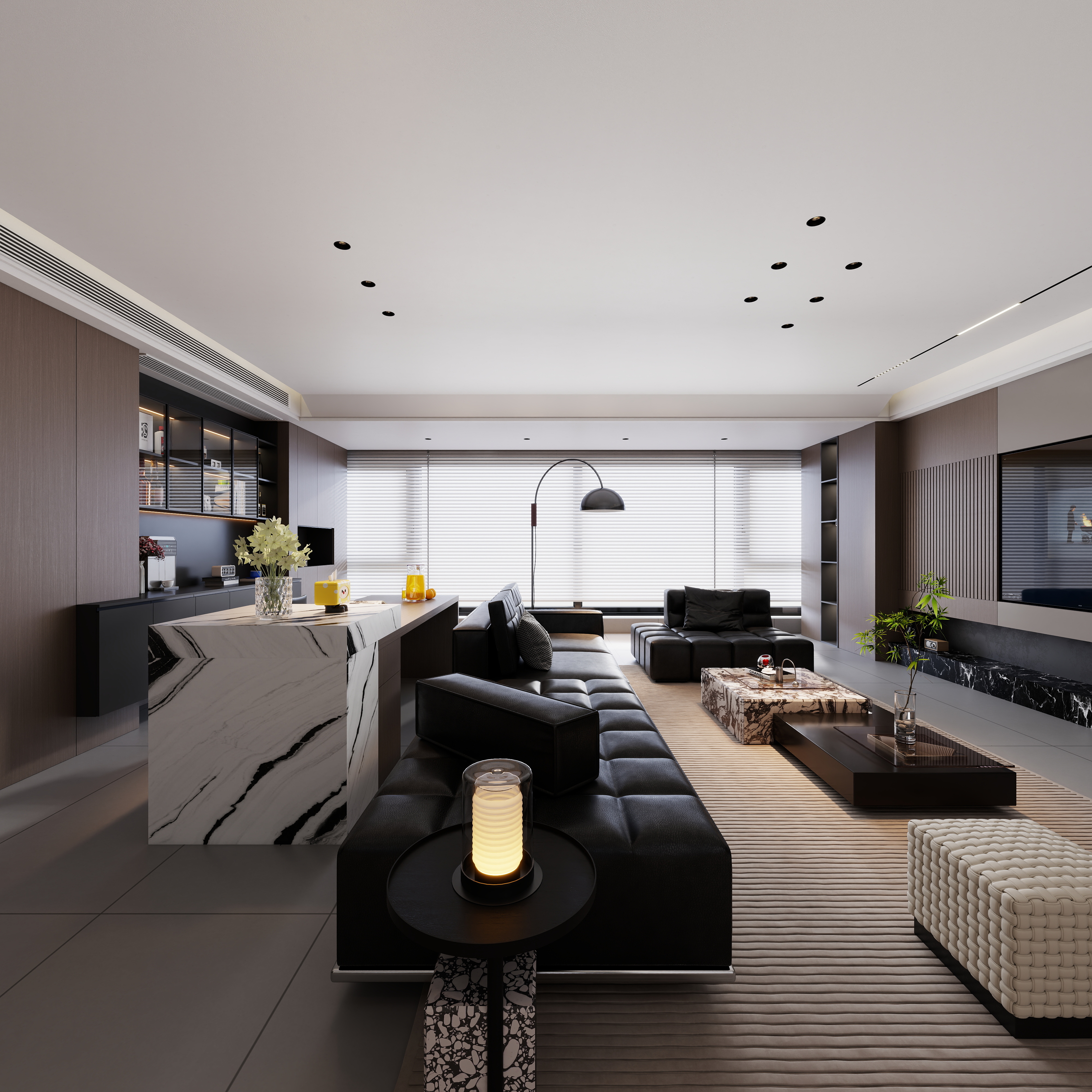 lxh92-166㎡3室一层客餐厅装修效果图第3张