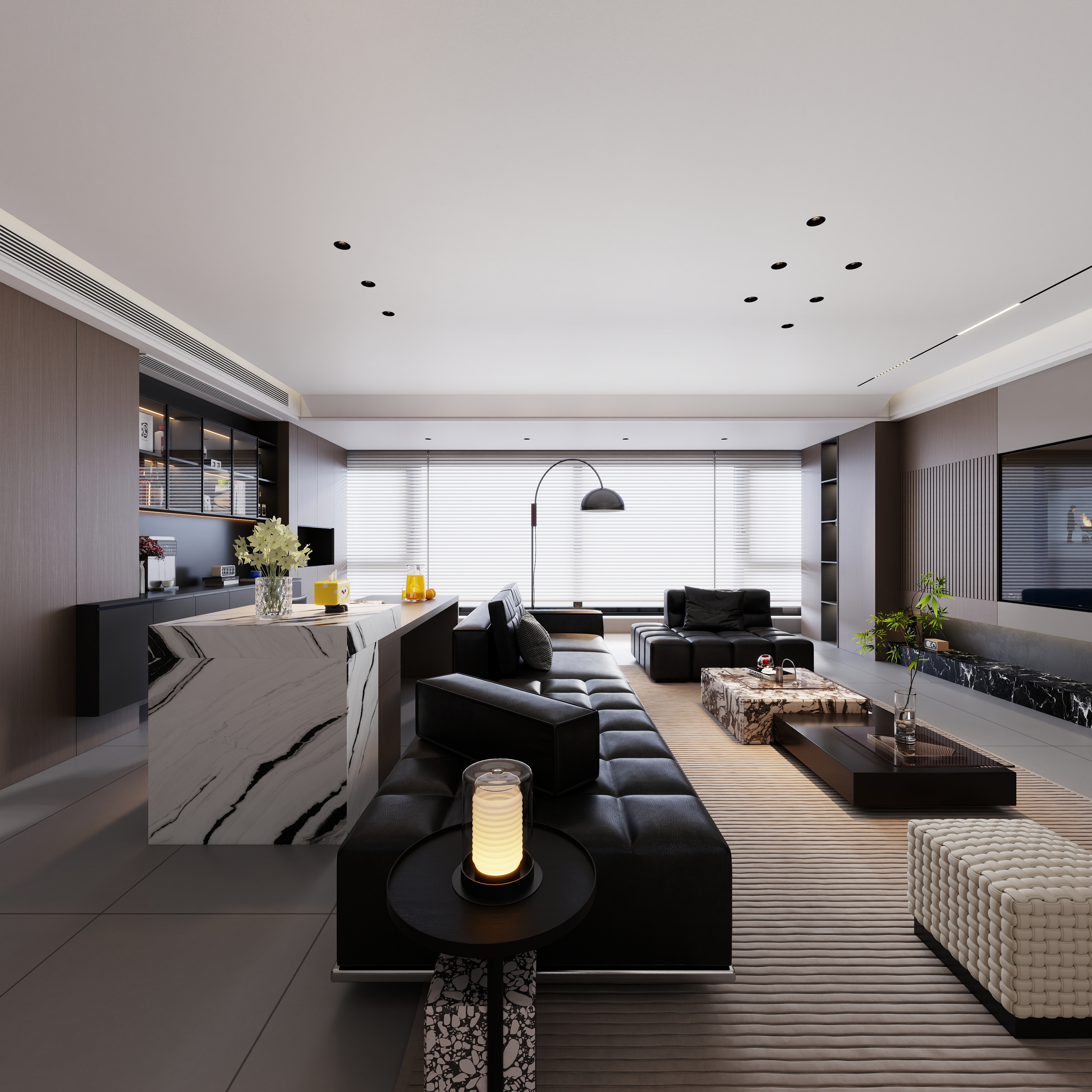 lxh92-166㎡3室一层客餐厅装修效果图第4张