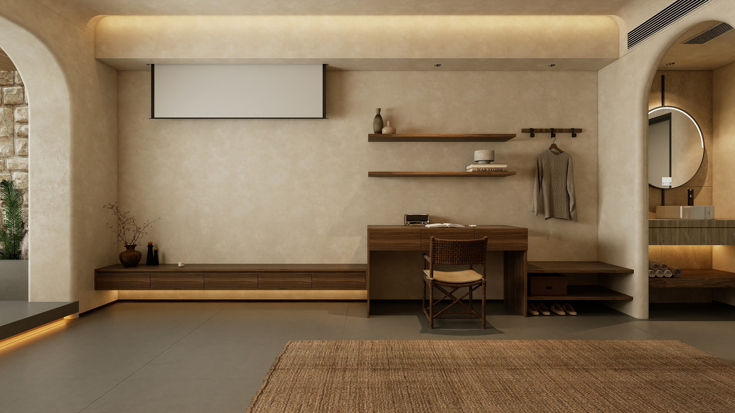 李青越-130方诧寂风 三居室装修效果图