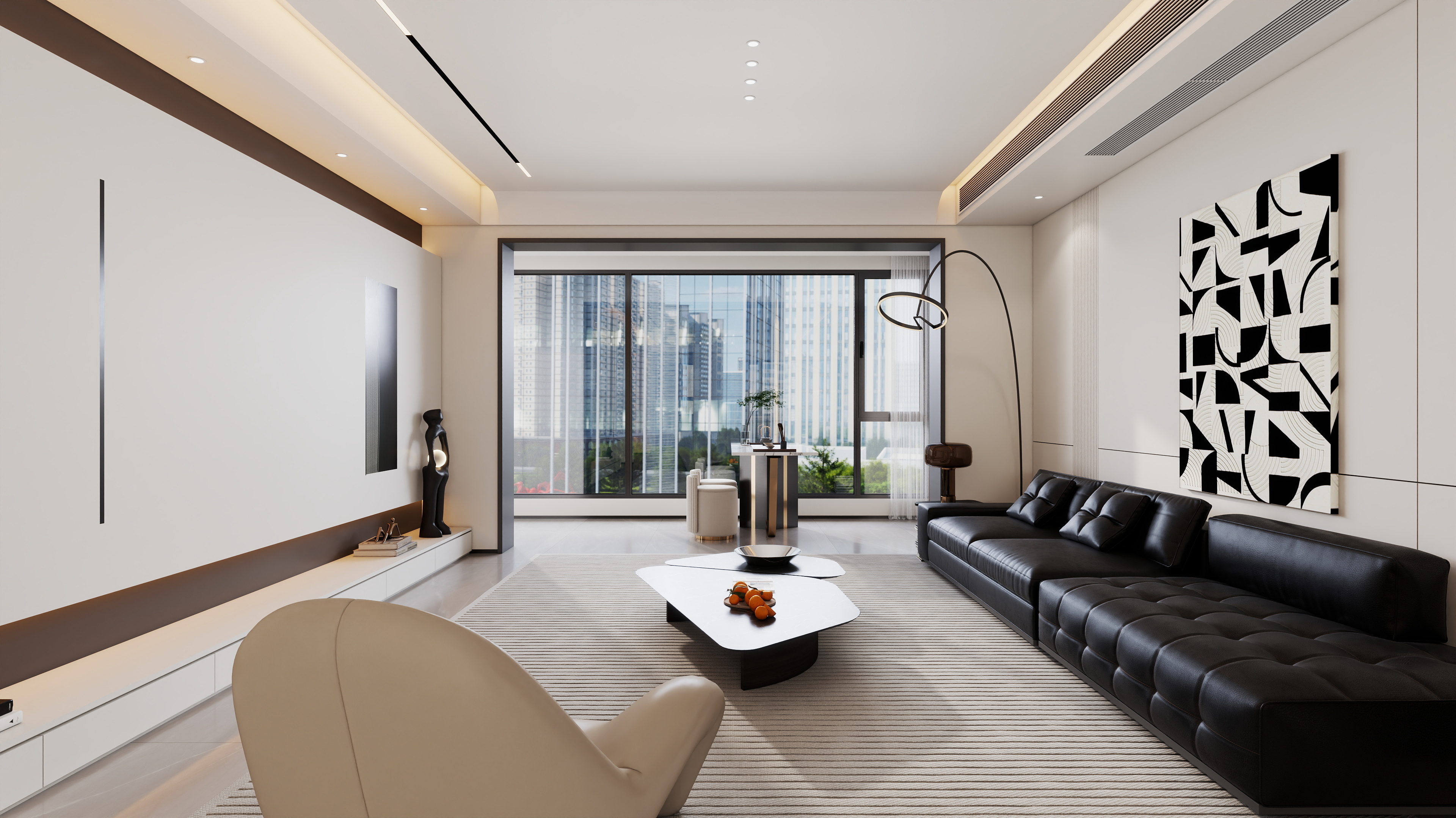 李青越-154方现代风格三居室装修效果图