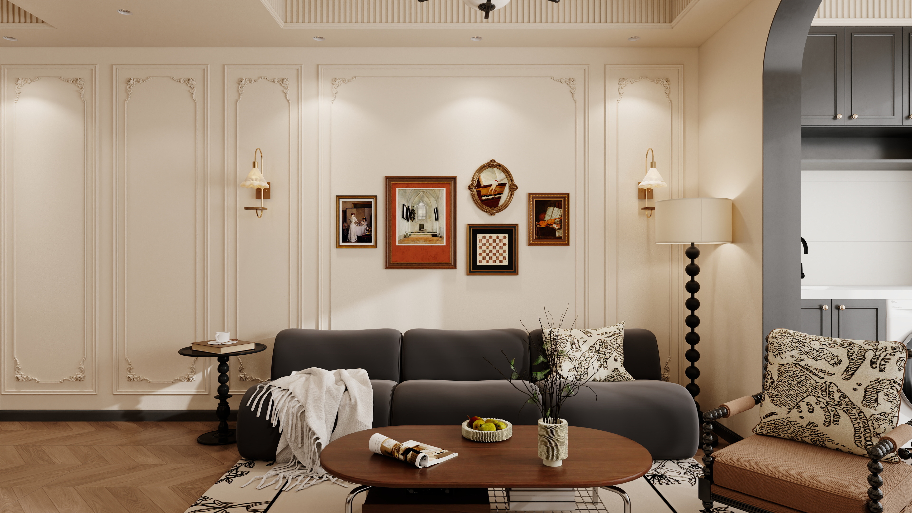 李青越-82方法式风格三居室装修效果图