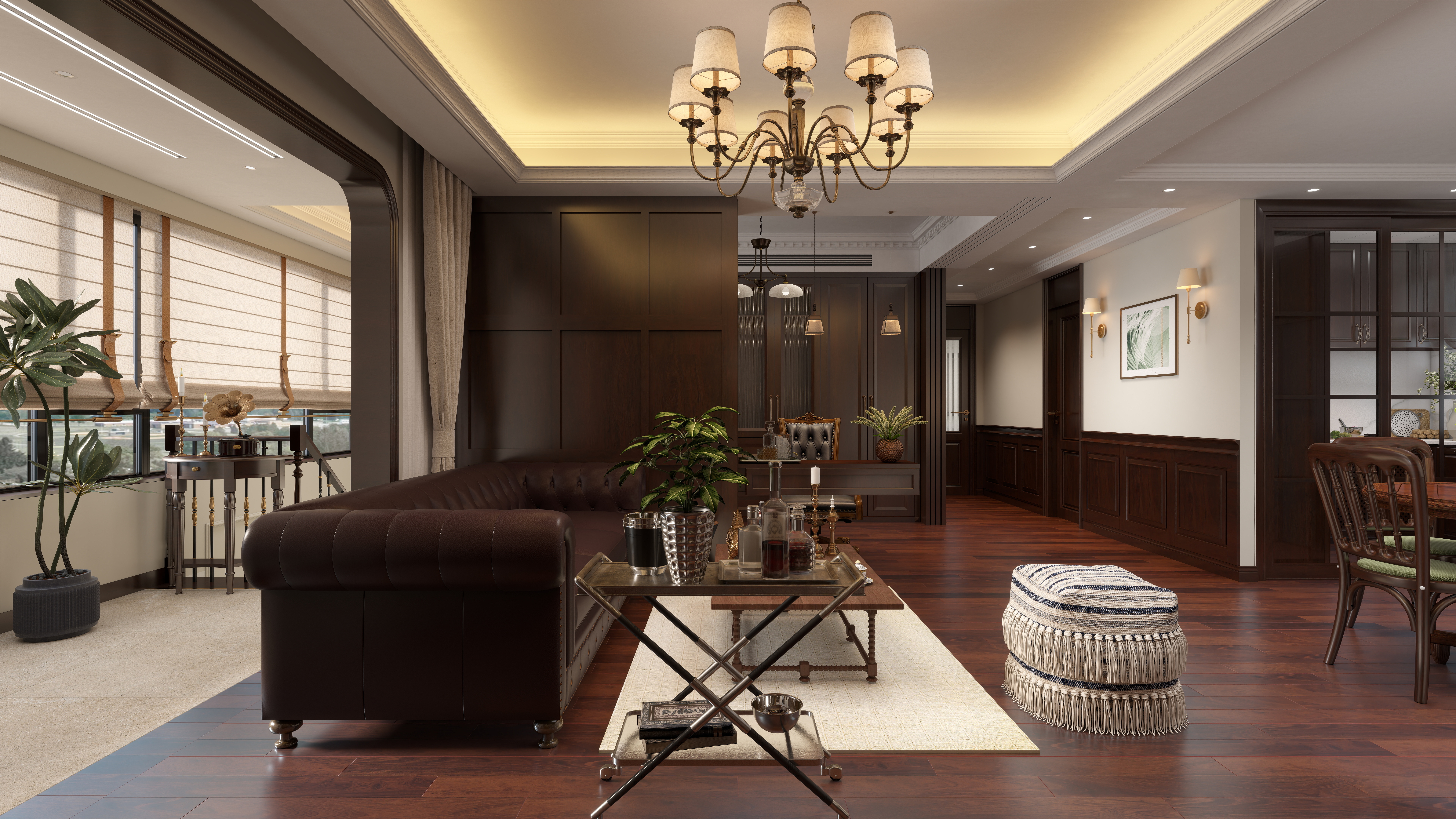 星空设计desgin-美式94㎡2室一层客餐厅装修效果图第1张