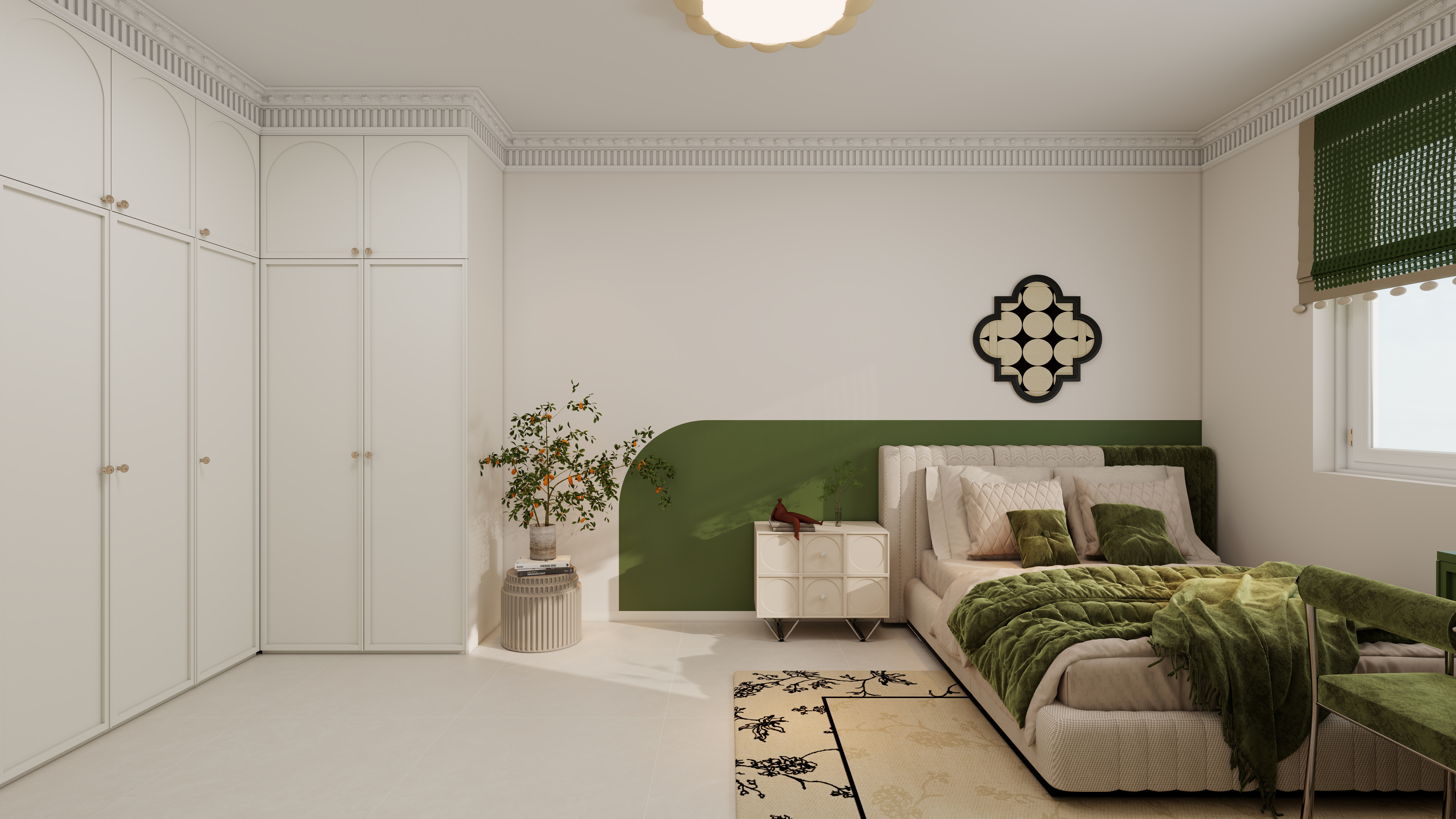 李青越-102方轻法式风格三居室一层主卧装修效果图第2张