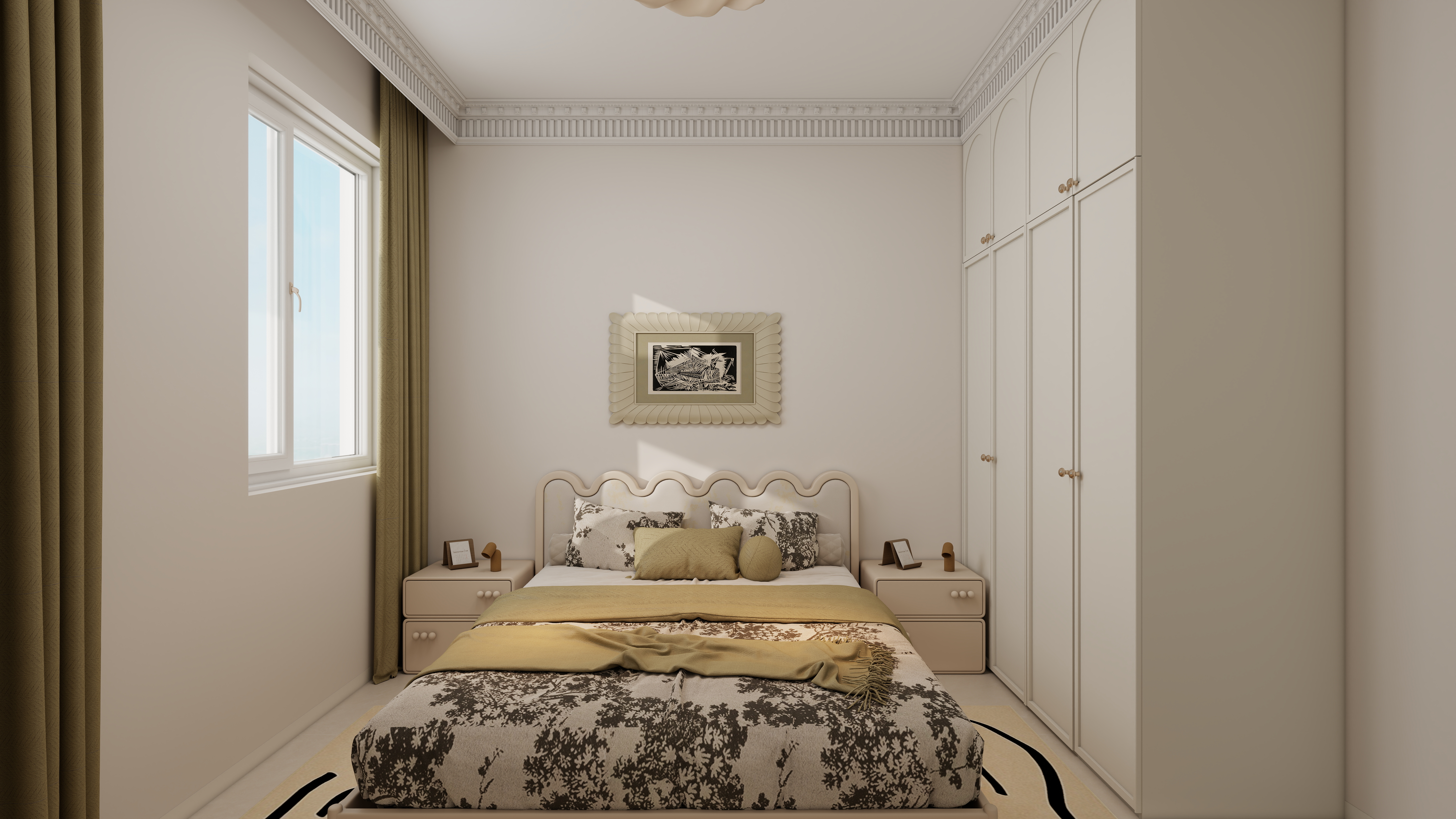 李青越-102方轻法式风格三居室一层卧室装修效果图第1张