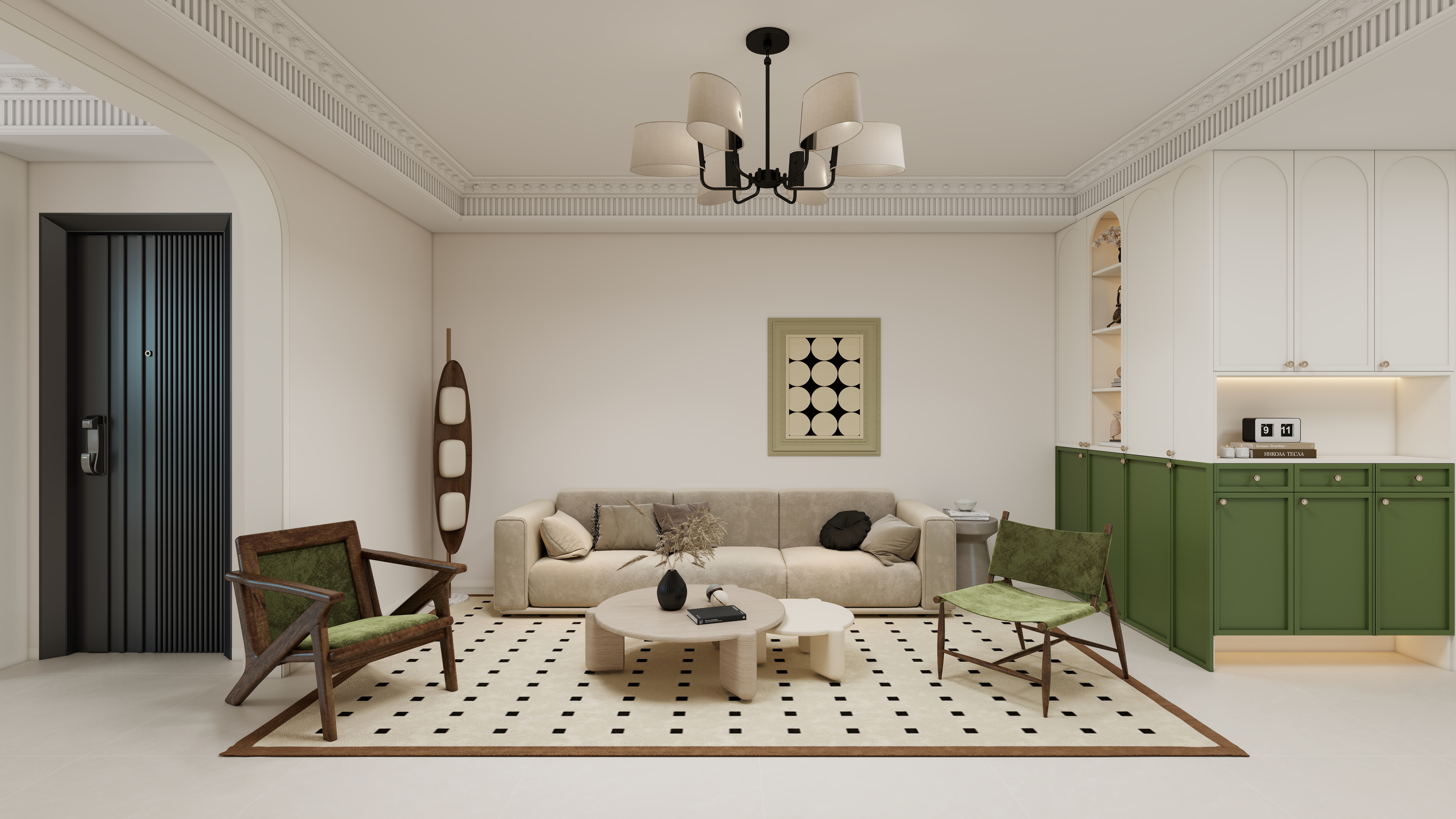 李青越-102方轻法式风格三居室一层客餐厅装修效果图第2张