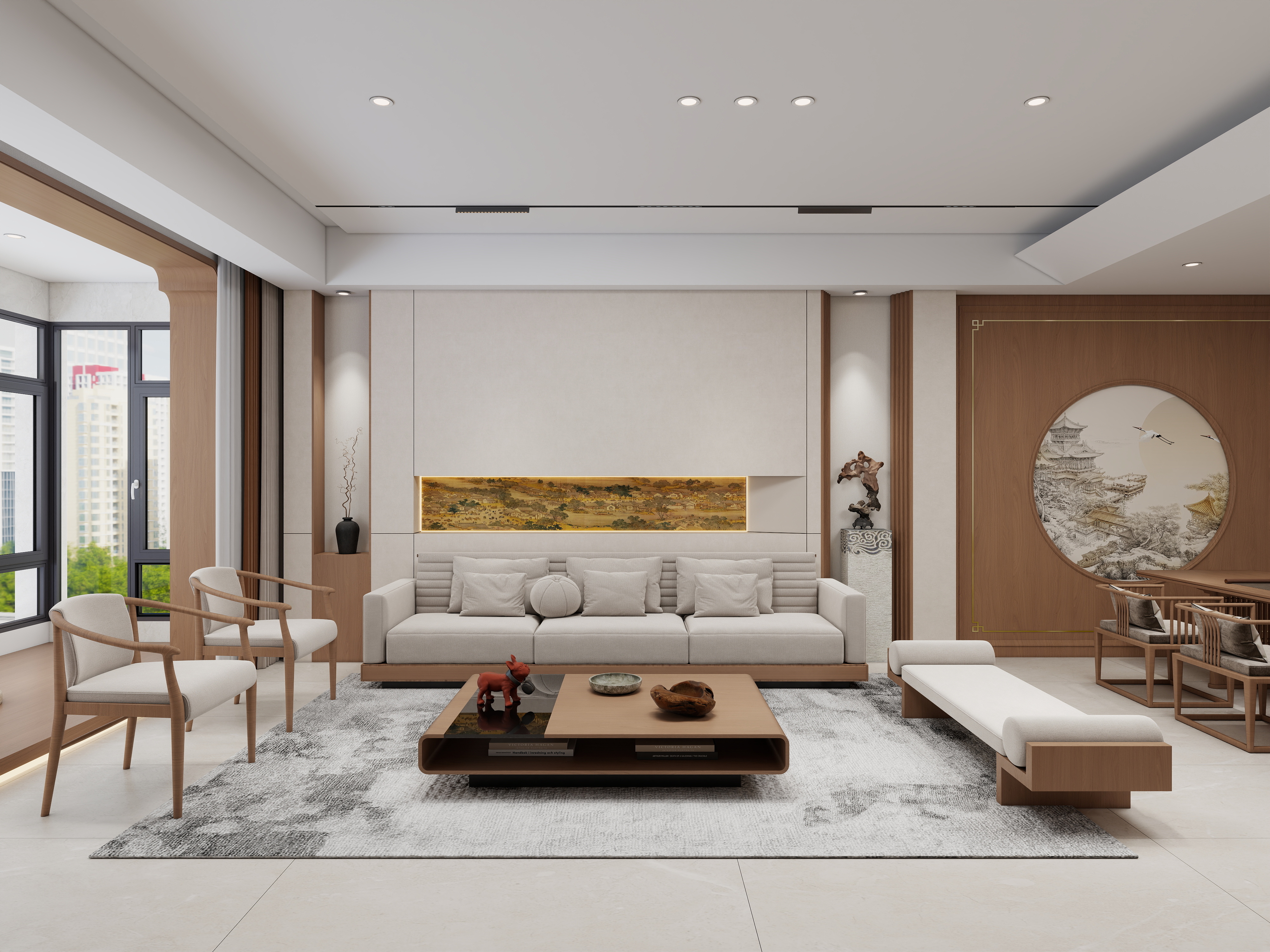 李青越-245方新中式风格复式 装修效果图