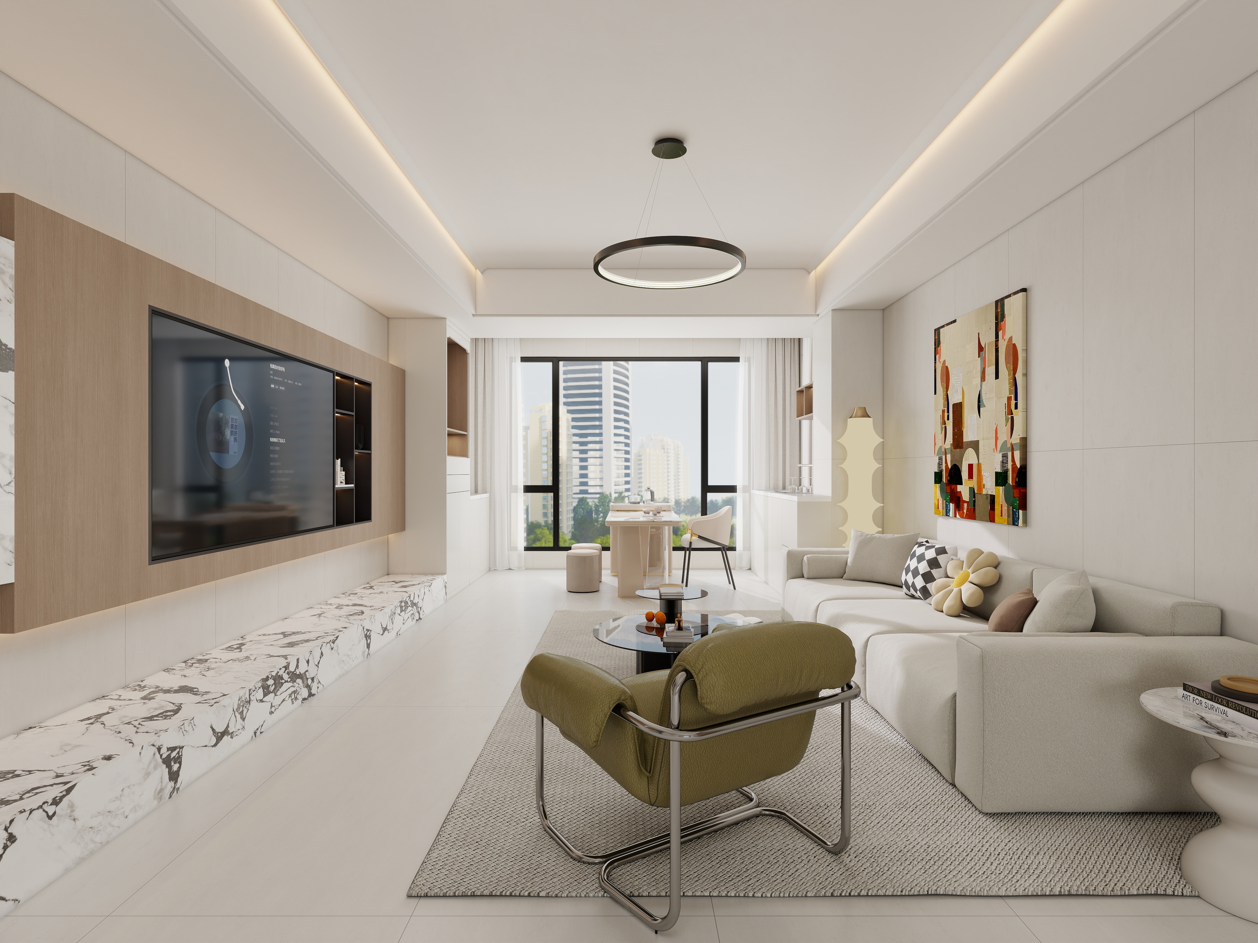 李青越-126方现代风格三居室装修效果图