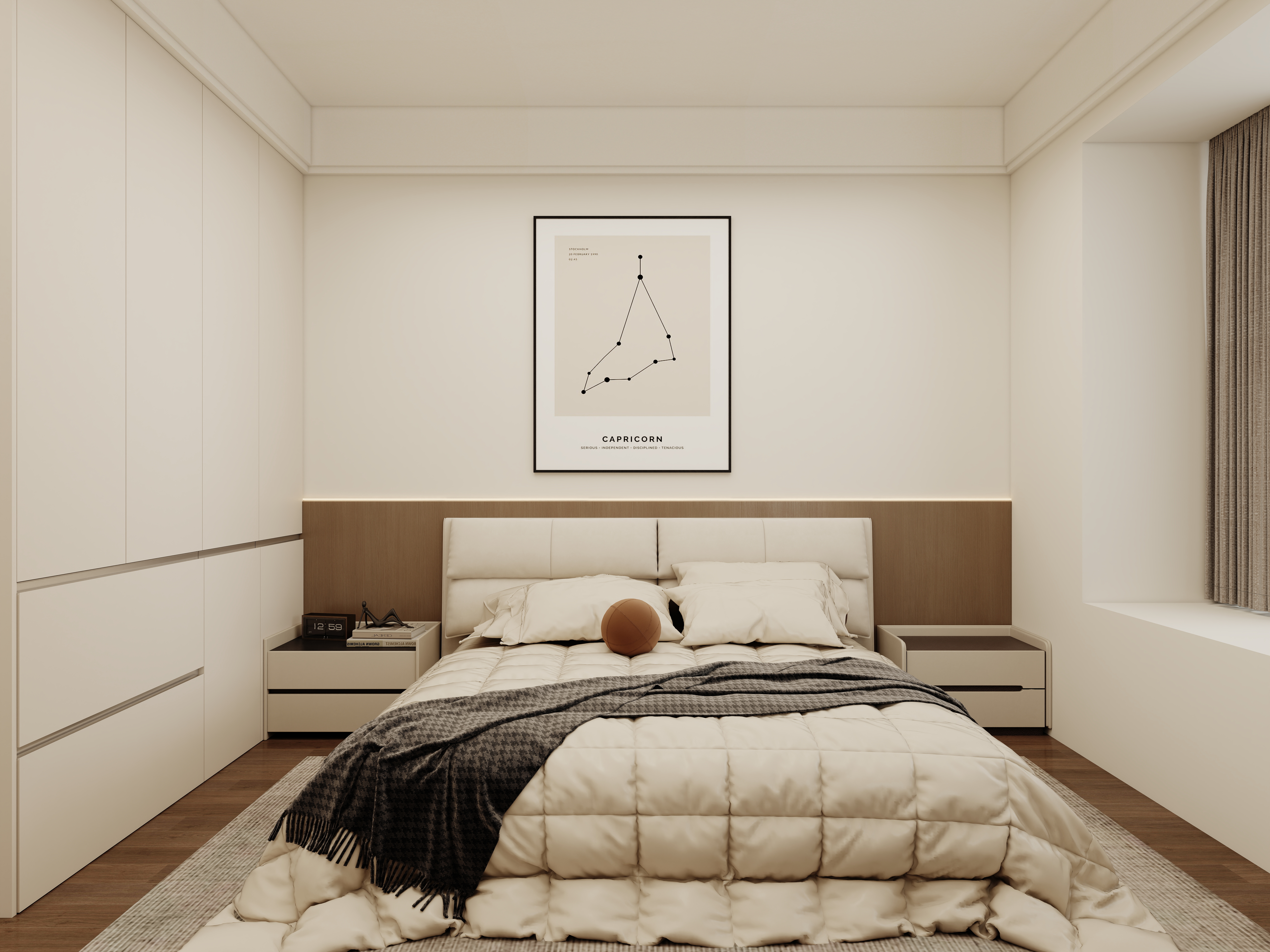 壹诺设计工作室-103㎡3室-现代简约一层主卧装修效果图第3张