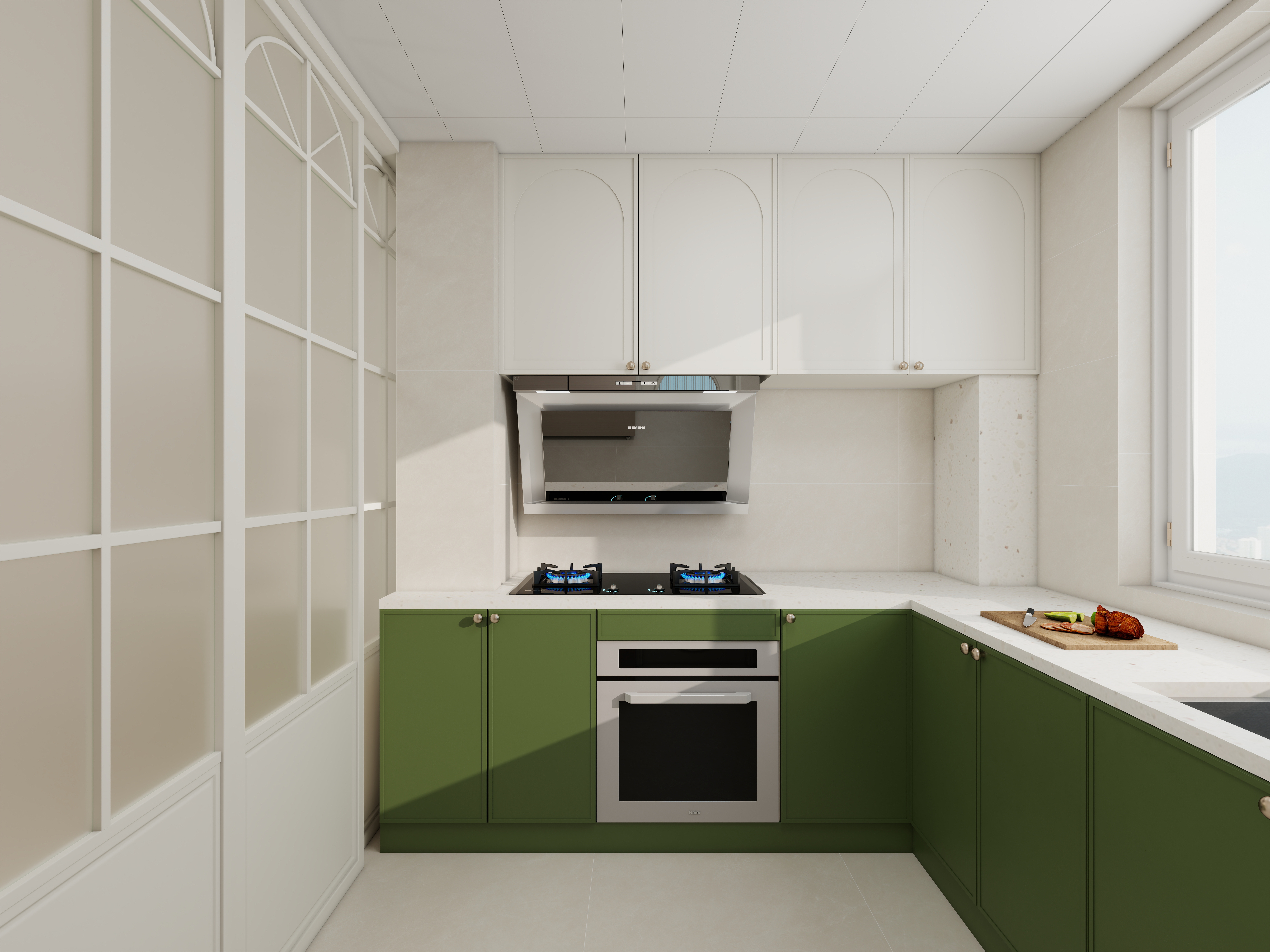 李青越-102方轻法式风格三居室一层厨房装修效果图第2张