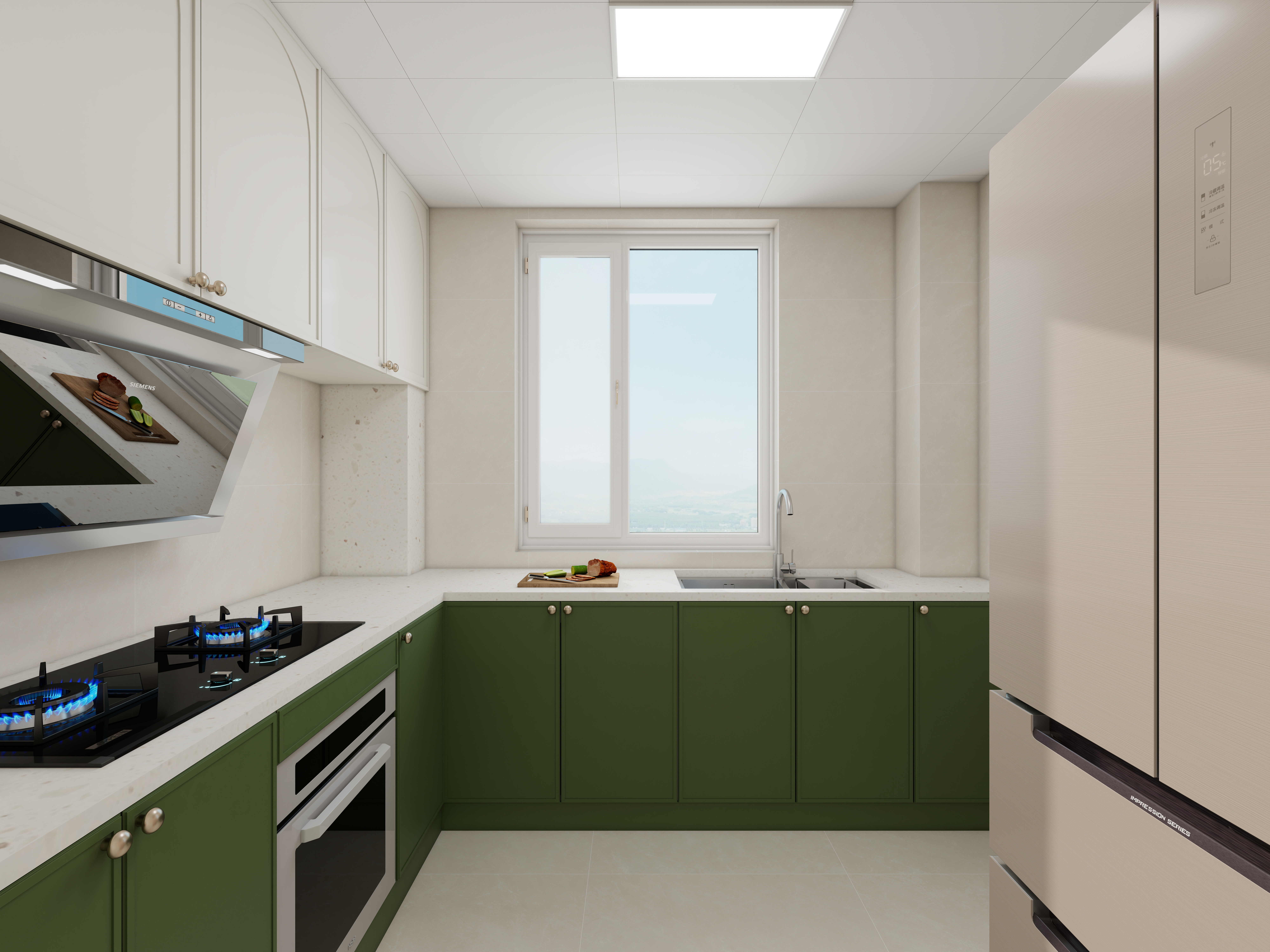 李青越-102方轻法式风格三居室一层厨房装修效果图第1张