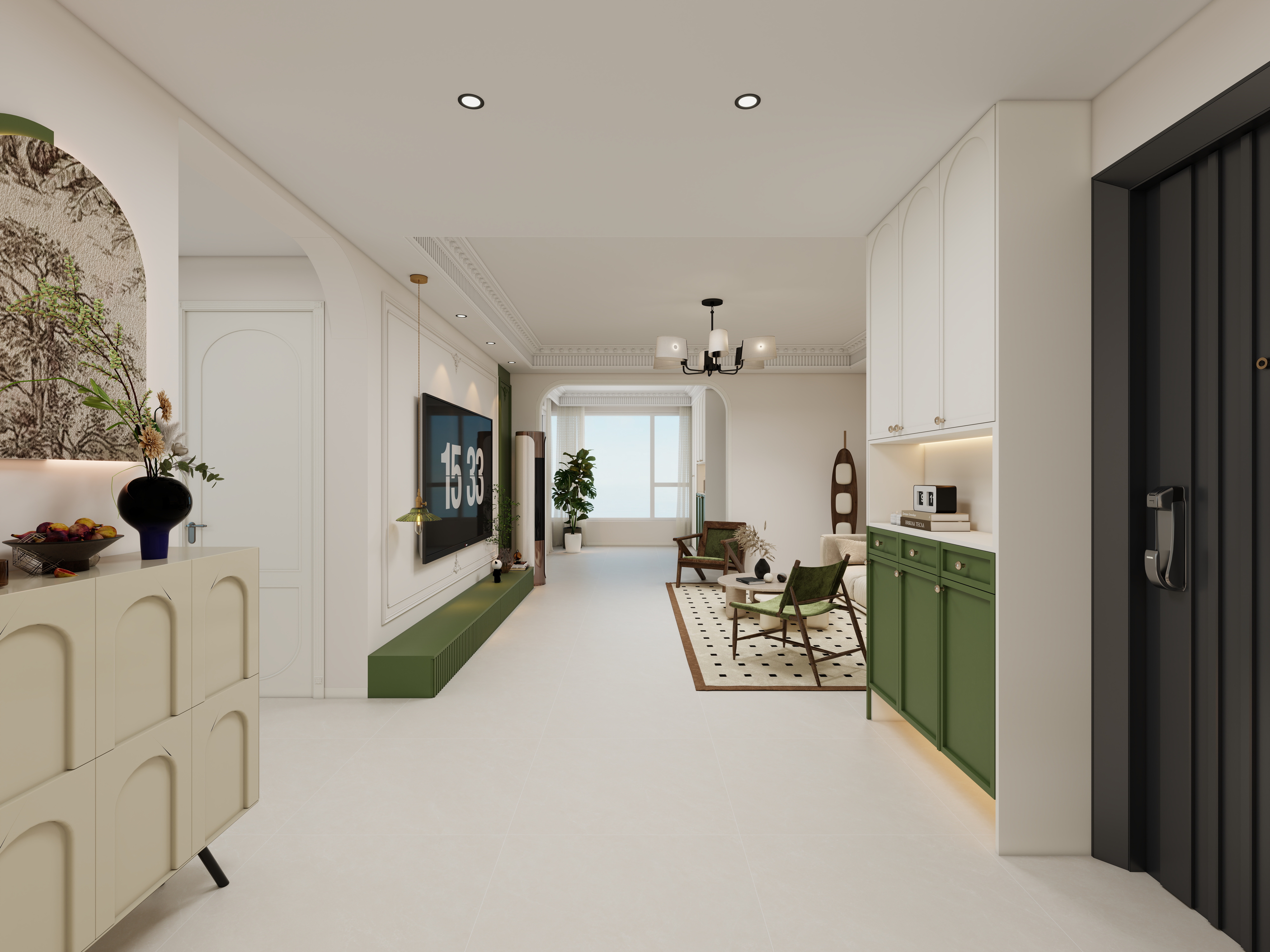 李青越-102方轻法式风格三居室一层客餐厅装修效果图第4张