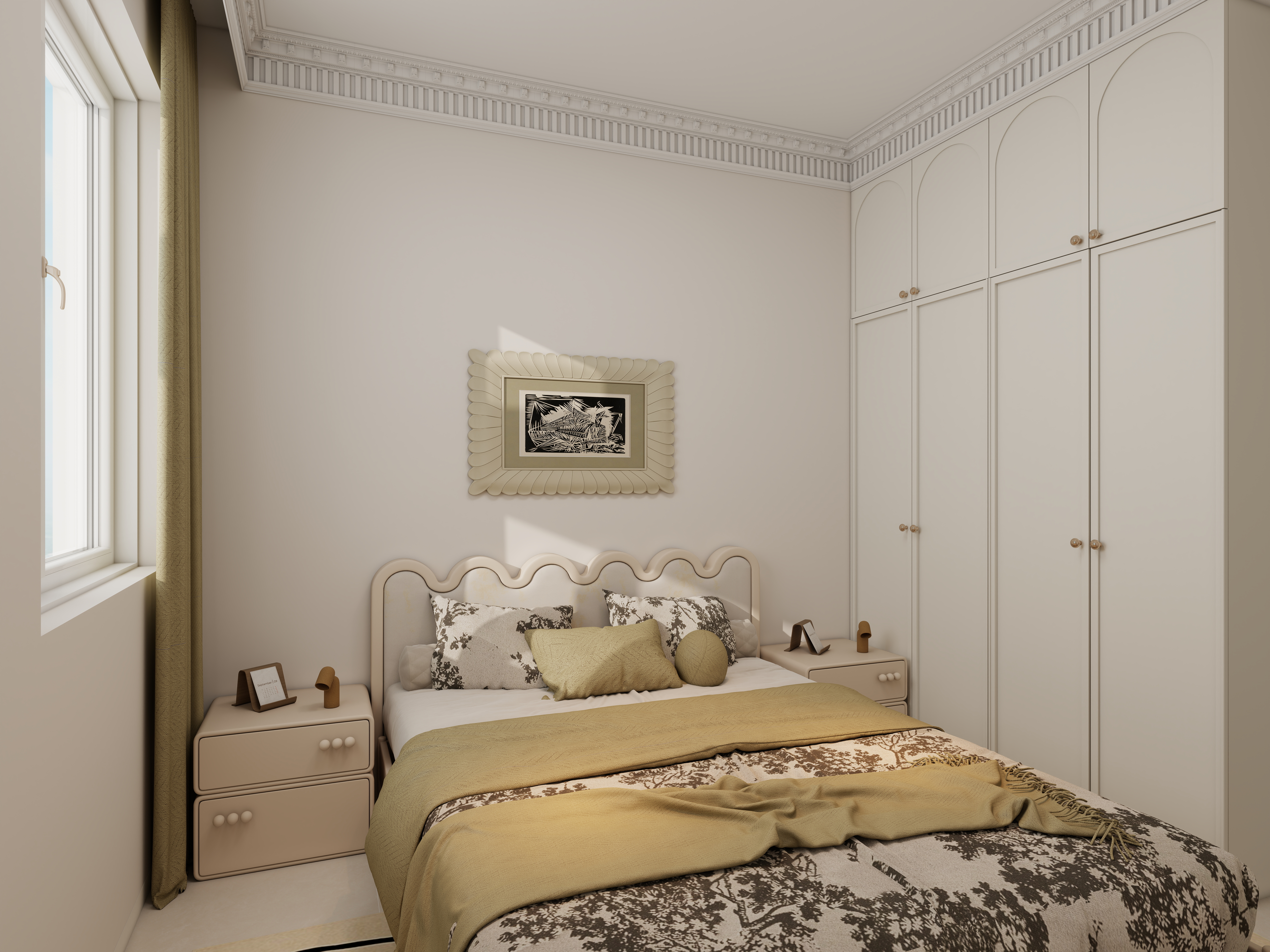 李青越-102方轻法式风格三居室一层卧室装修效果图第2张