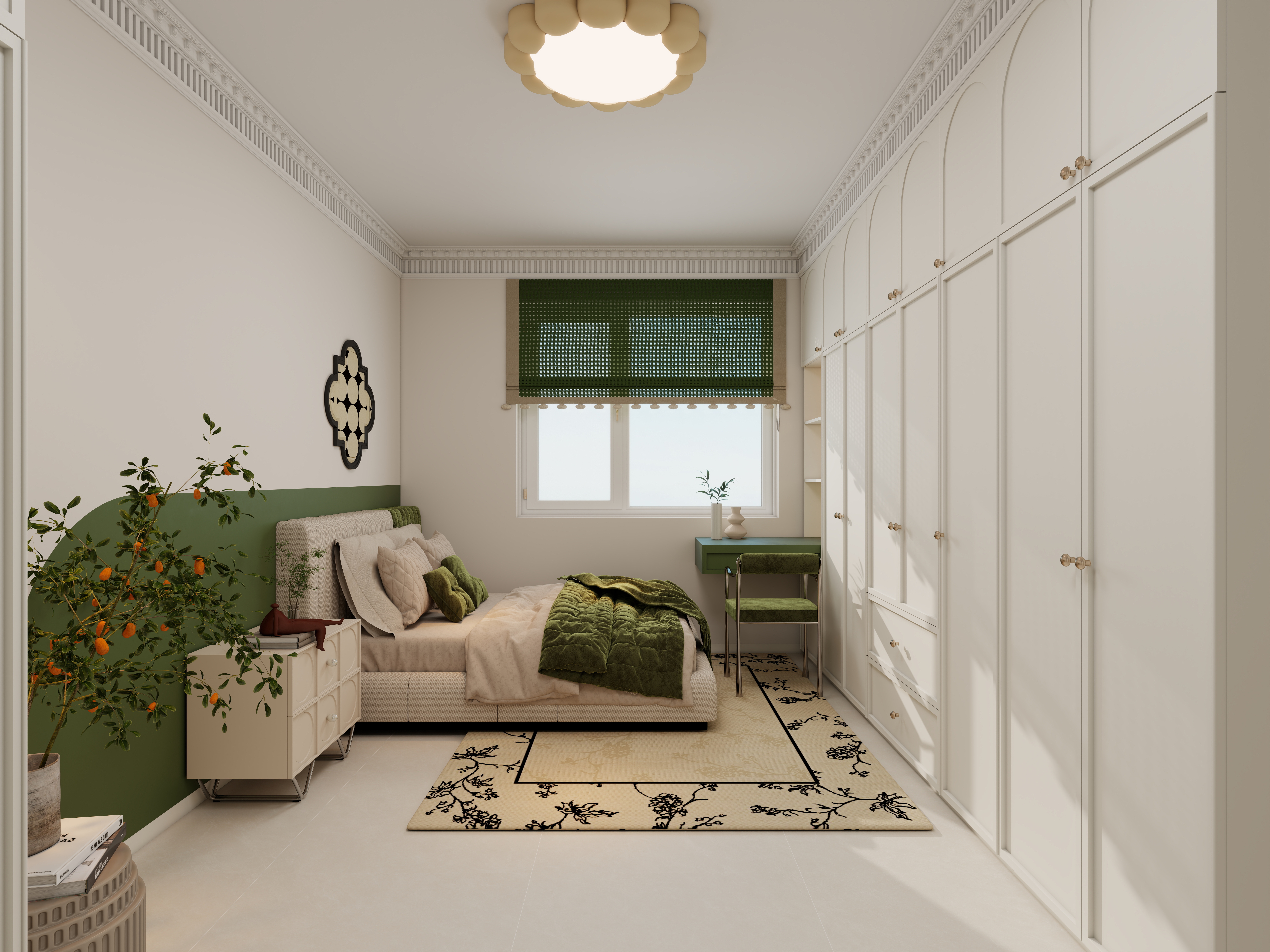 李青越-102方轻法式风格三居室一层主卧装修效果图第1张