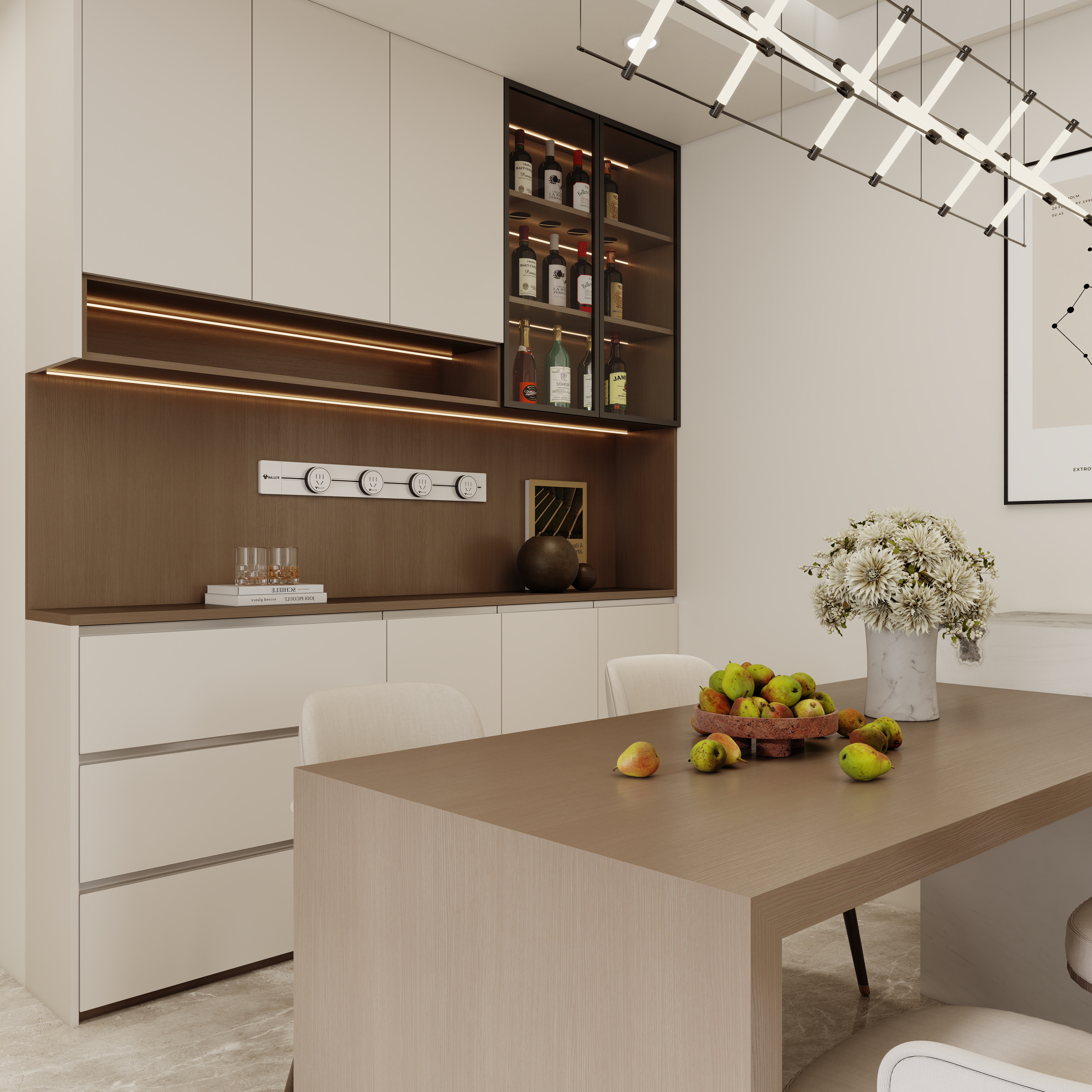 壹诺设计工作室-103㎡3室-现代简约一层客餐厅装修效果图第2张