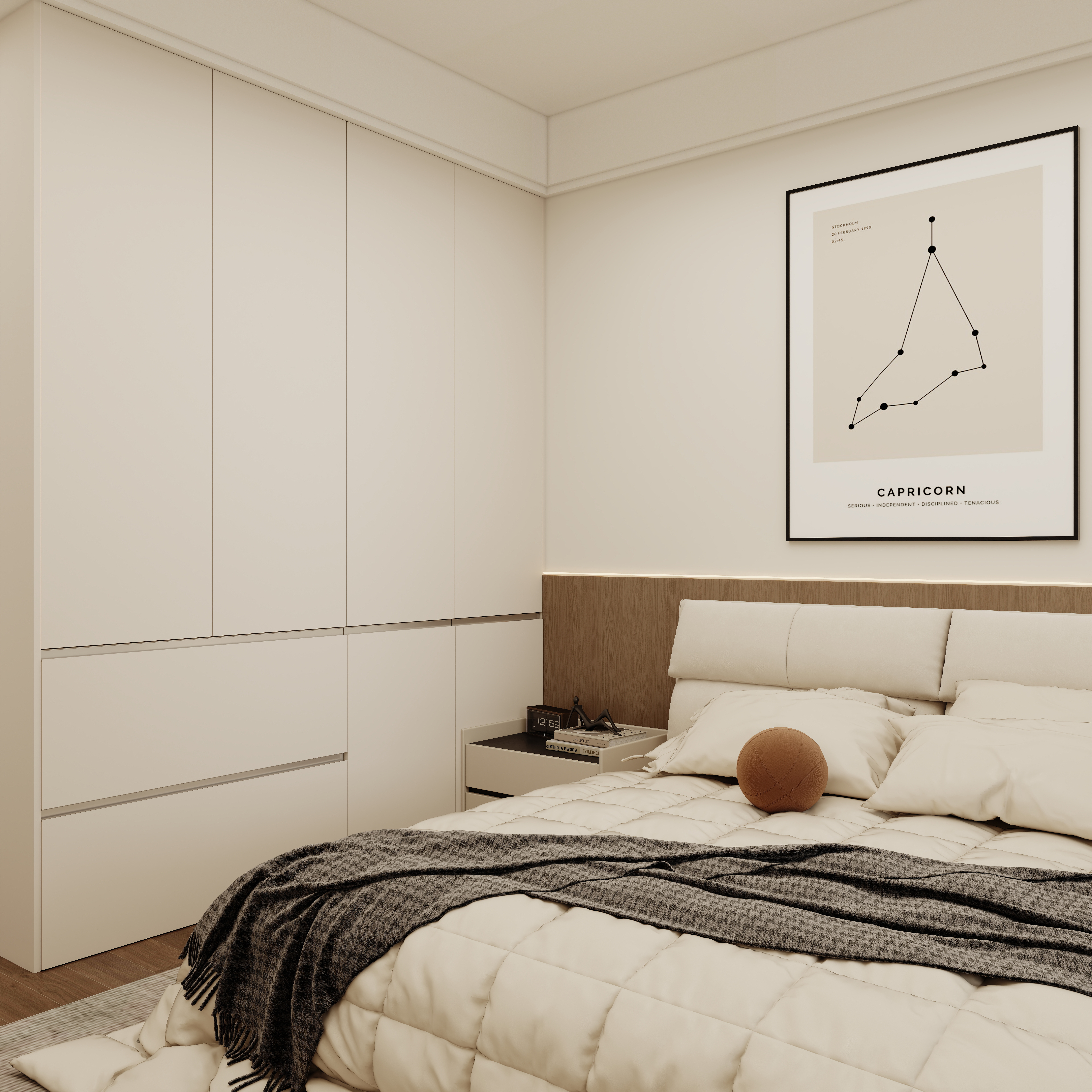 壹诺设计工作室-103㎡3室-现代简约一层主卧装修效果图第2张