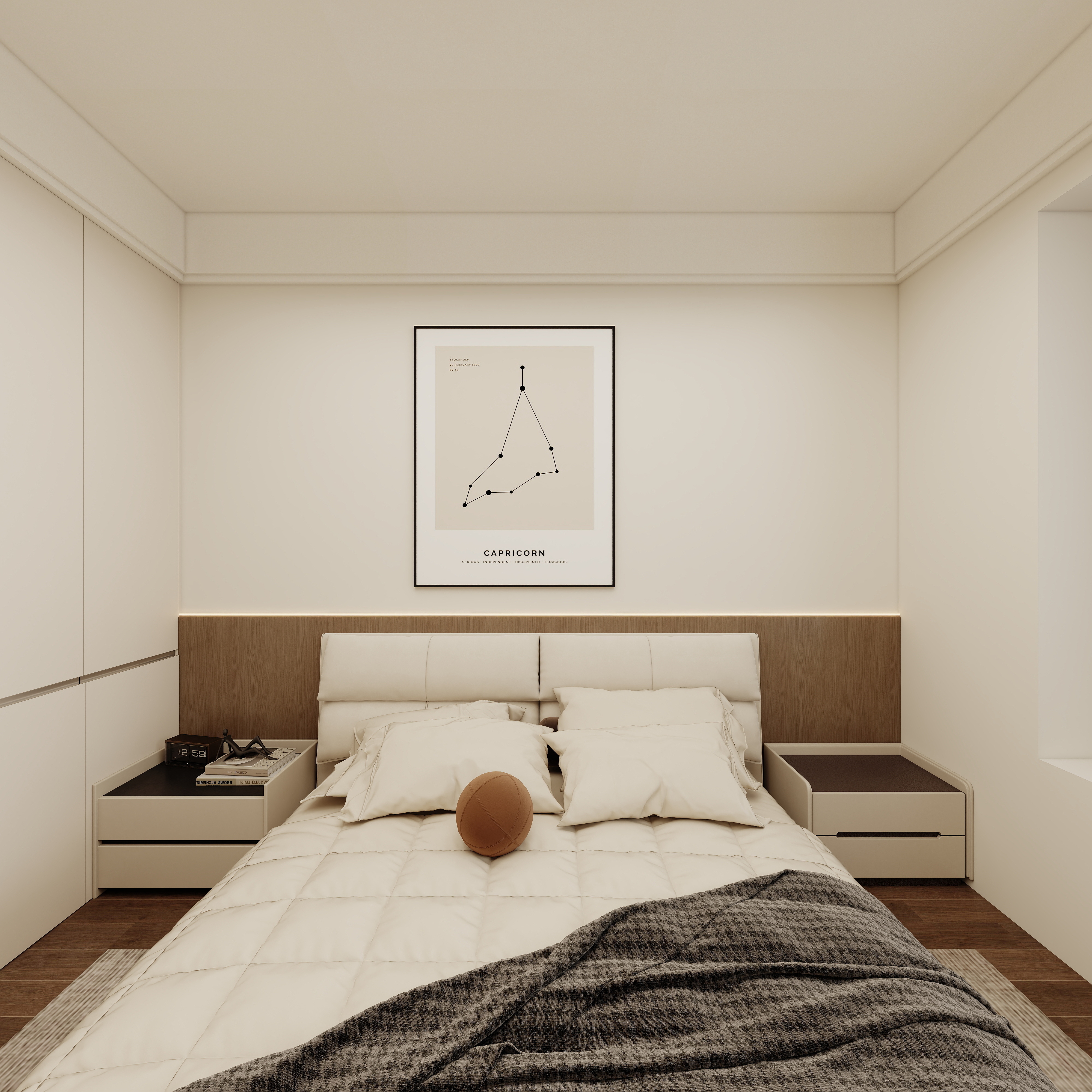 壹诺设计工作室-103㎡3室-现代简约一层主卧装修效果图第4张