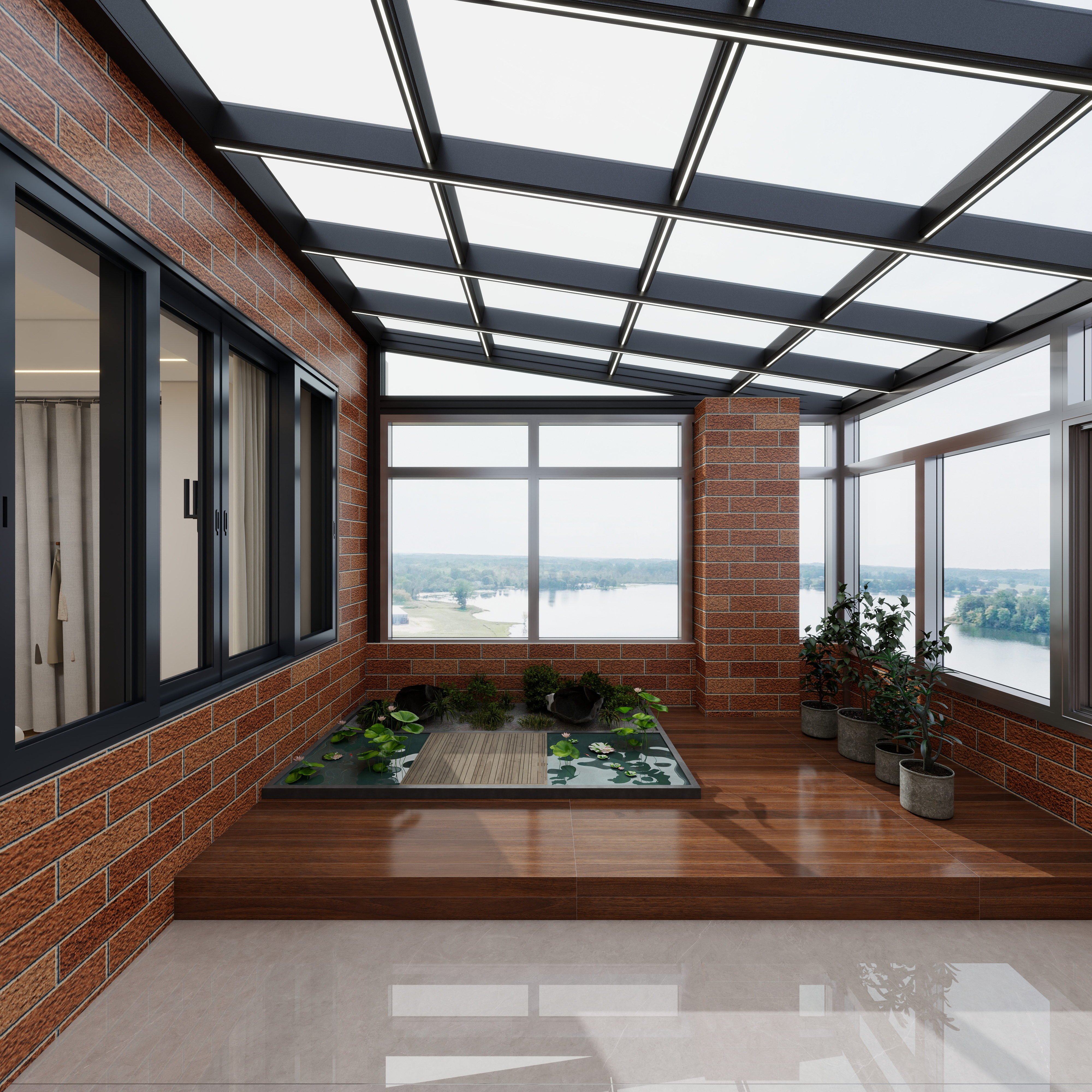 圆梦设计-原木奶油田园142㎡2室一层阳台装修效果图第3张