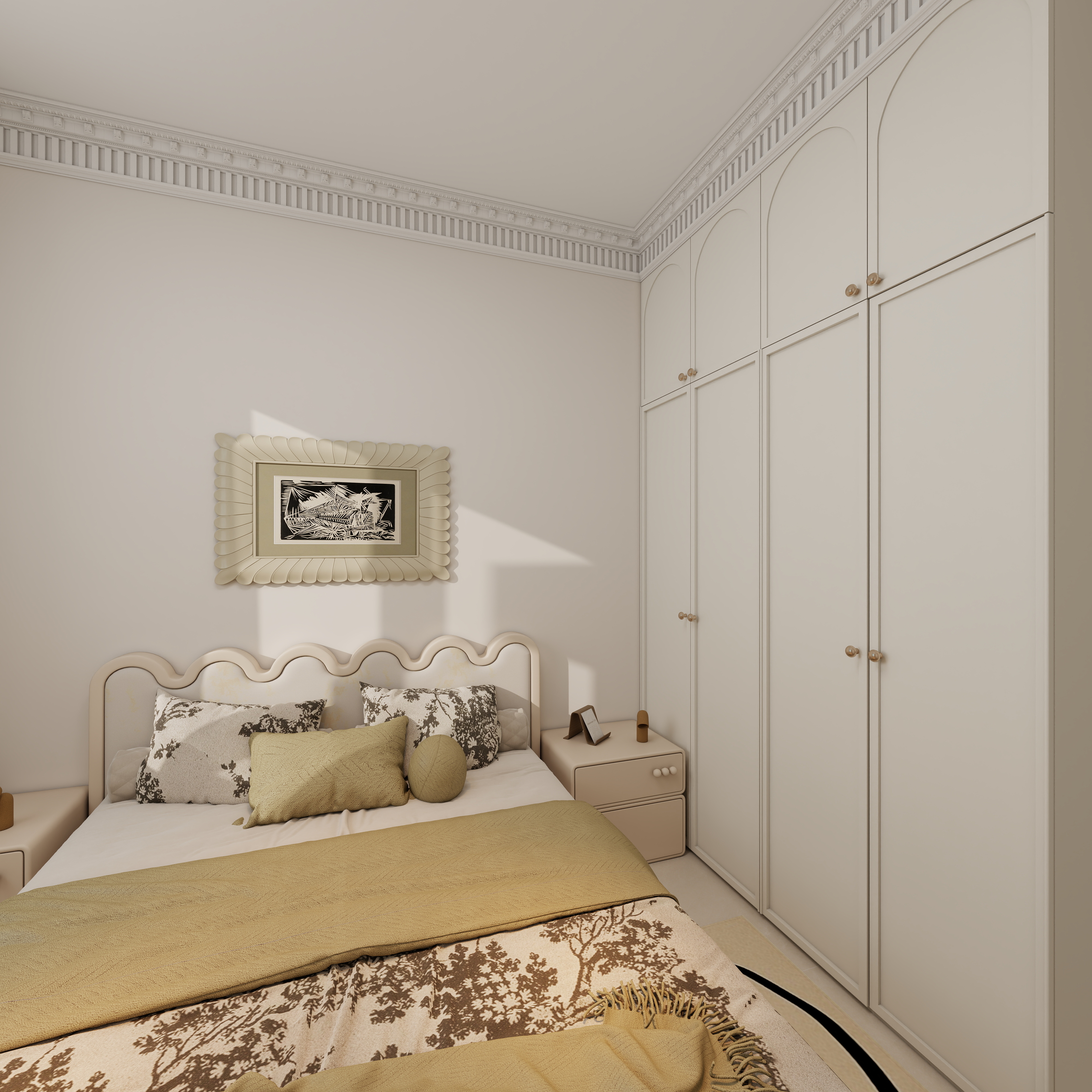 李青越-102方轻法式风格三居室一层卧室装修效果图第3张